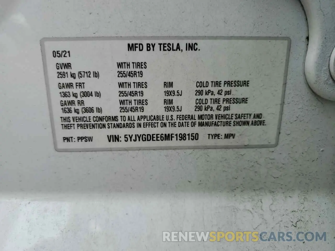 13 Photograph of a damaged car 5YJYGDEE6MF198150 TESLA MODEL Y 2021
