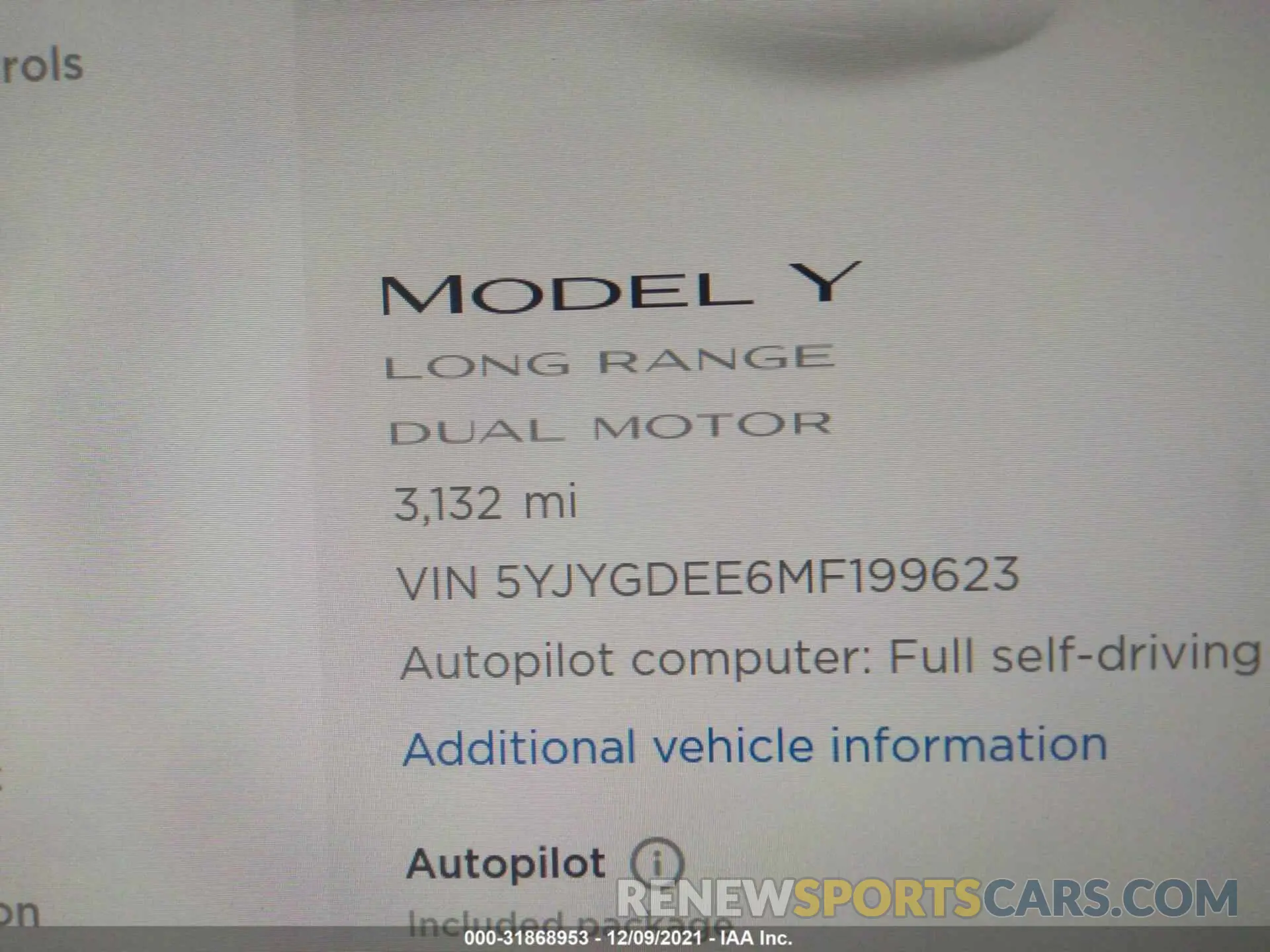 7 Photograph of a damaged car 5YJYGDEE6MF199623 TESLA MODEL Y 2021