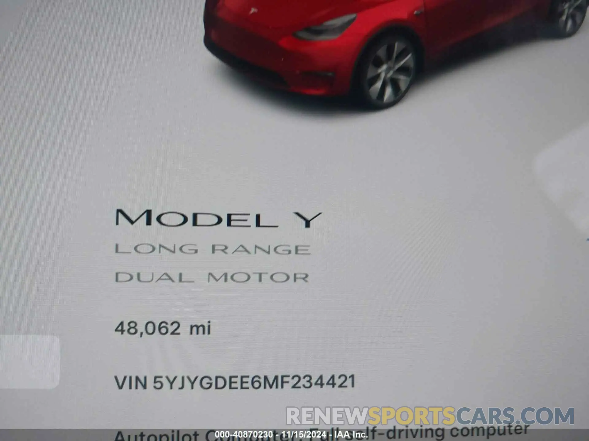 7 Photograph of a damaged car 5YJYGDEE6MF234421 TESLA MODEL Y 2021