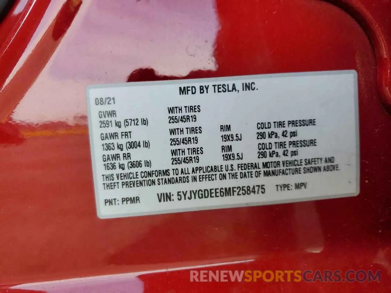 13 Photograph of a damaged car 5YJYGDEE6MF258475 TESLA MODEL Y 2021