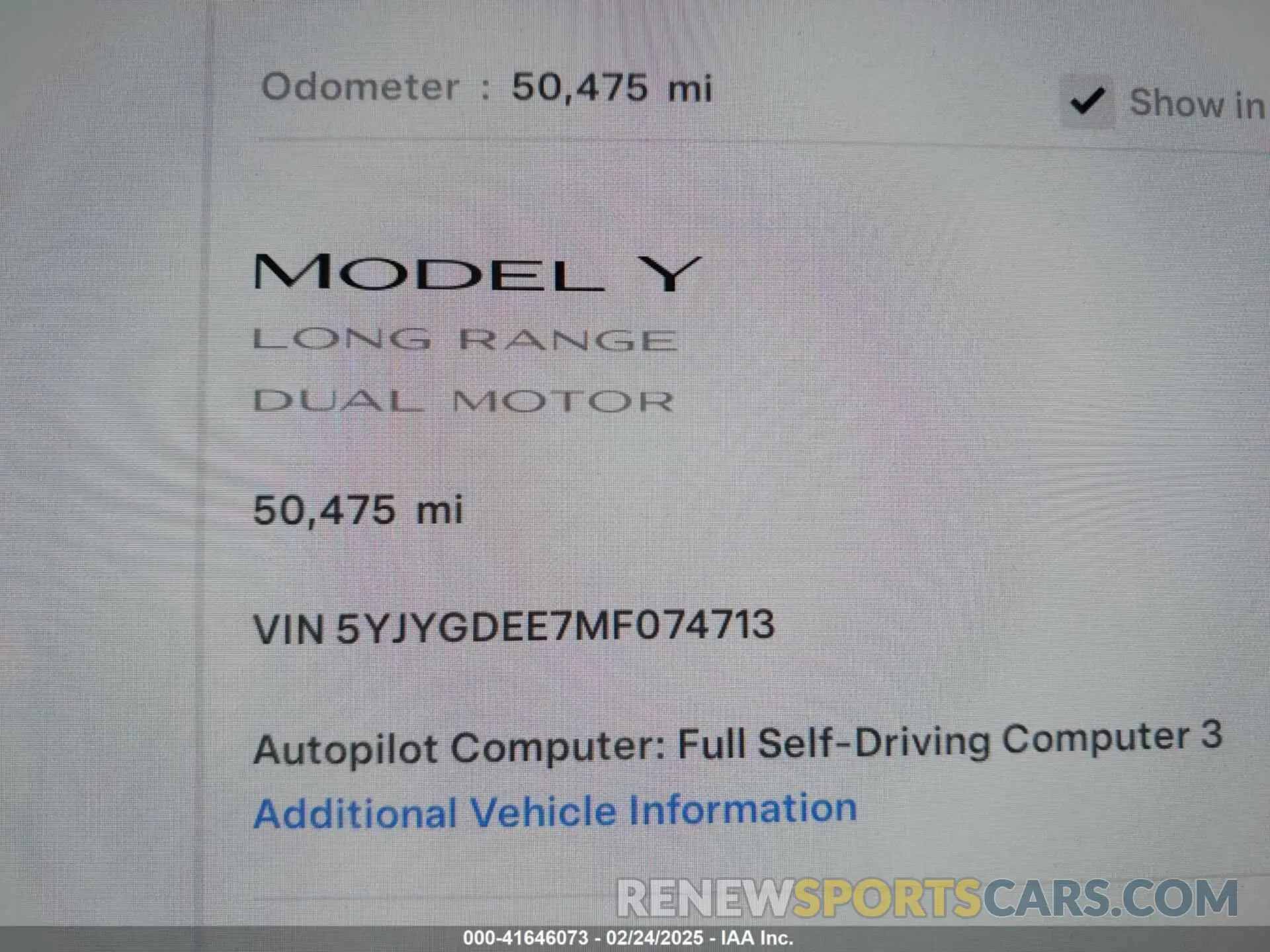 15 Фотография поврежденного автомобиля 5YJYGDEE7MF074713 TESLA MODEL Y 2021