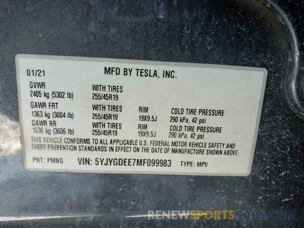 12 Фотография поврежденного автомобиля 5YJYGDEE7MF099983 TESLA MODEL Y 2021