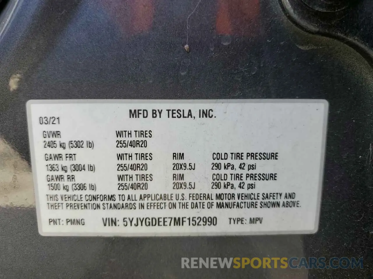 16 Photograph of a damaged car 5YJYGDEE7MF152990 TESLA MODEL Y 2021