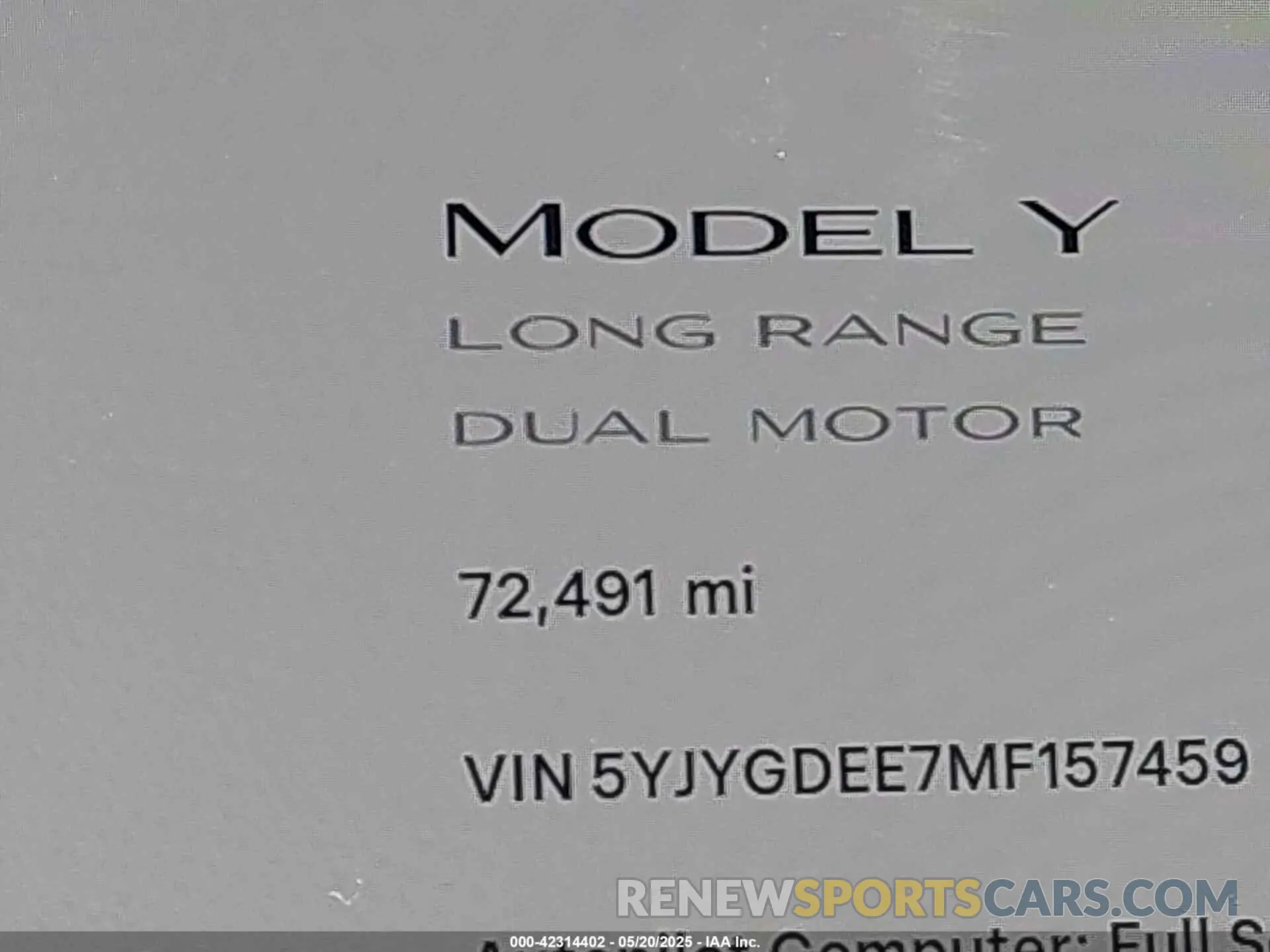 15 Photograph of a damaged car 5YJYGDEE7MF157459 TESLA MODEL Y 2021