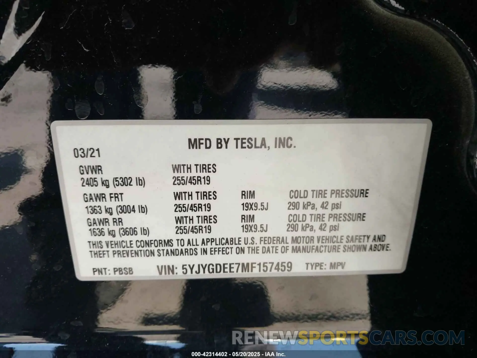 9 Photograph of a damaged car 5YJYGDEE7MF157459 TESLA MODEL Y 2021