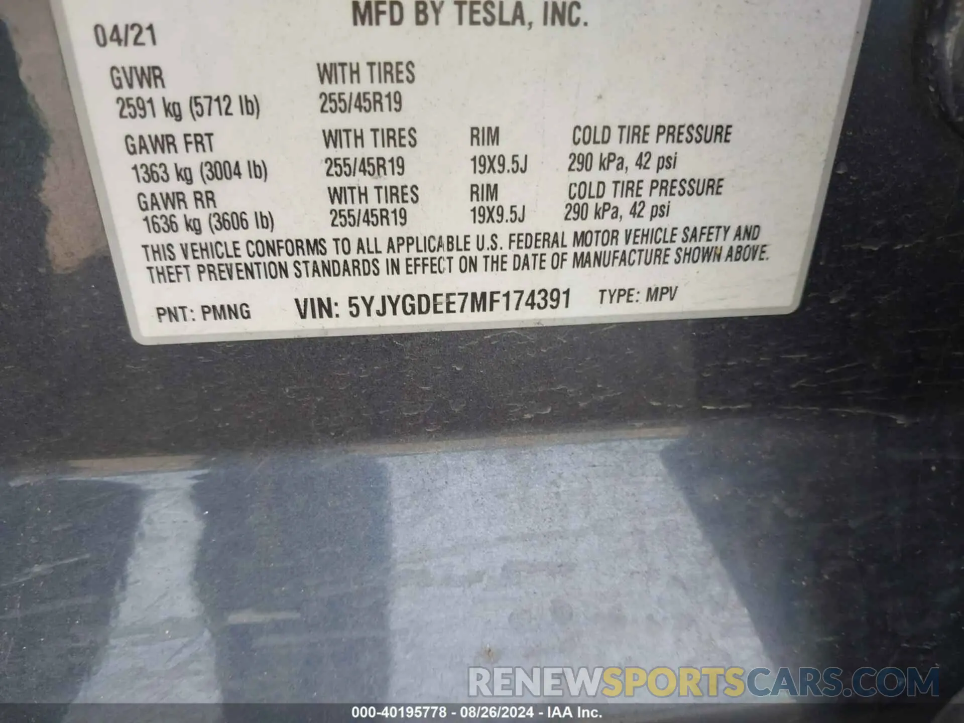 9 Photograph of a damaged car 5YJYGDEE7MF174391 TESLA MODEL Y 2021