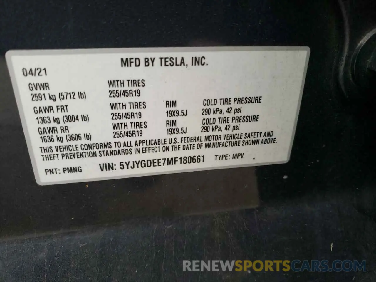 14 Фотография поврежденного автомобиля 5YJYGDEE7MF180661 TESLA MODEL Y 2021