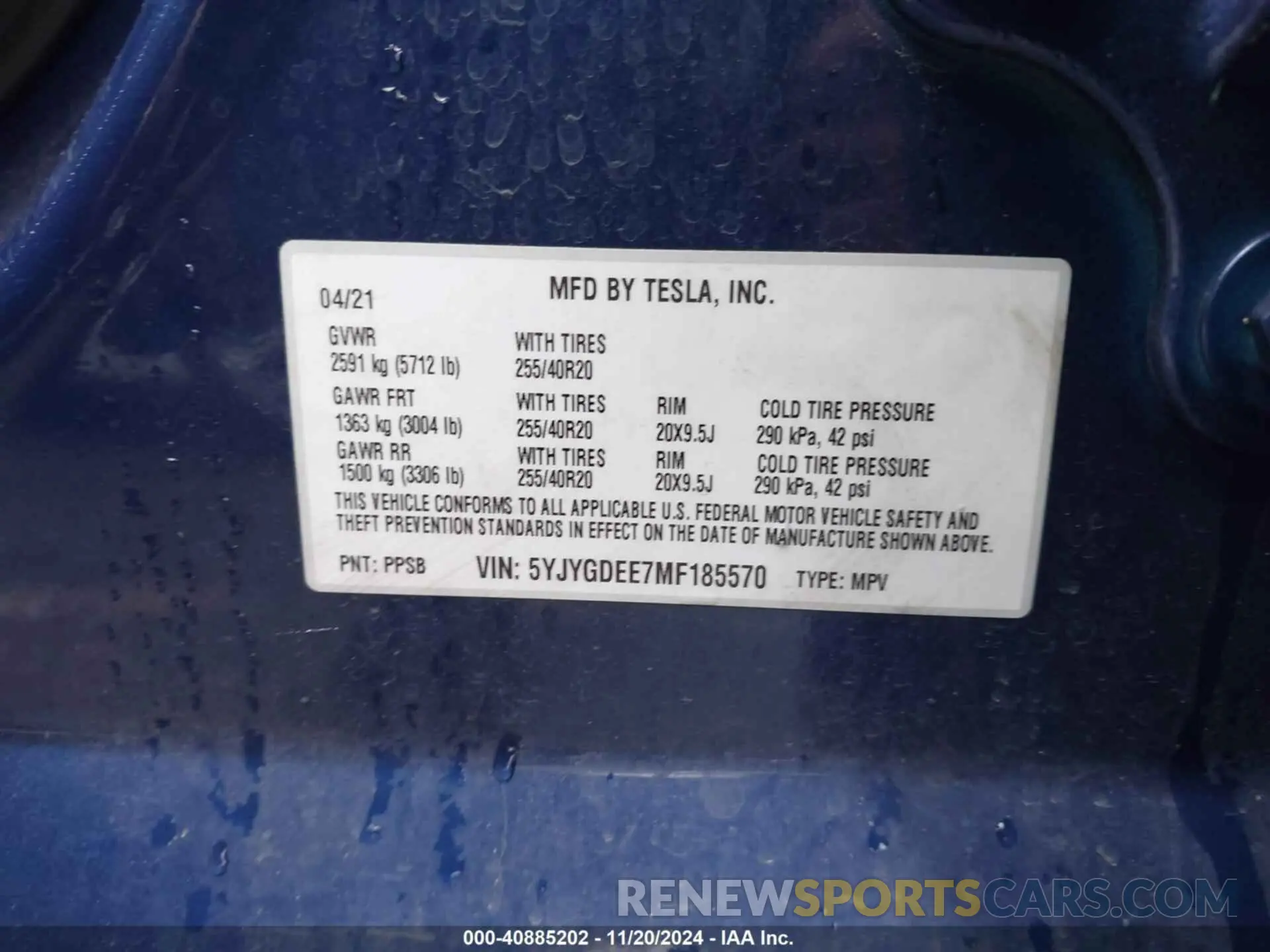 9 Photograph of a damaged car 5YJYGDEE7MF185570 TESLA MODEL Y 2021