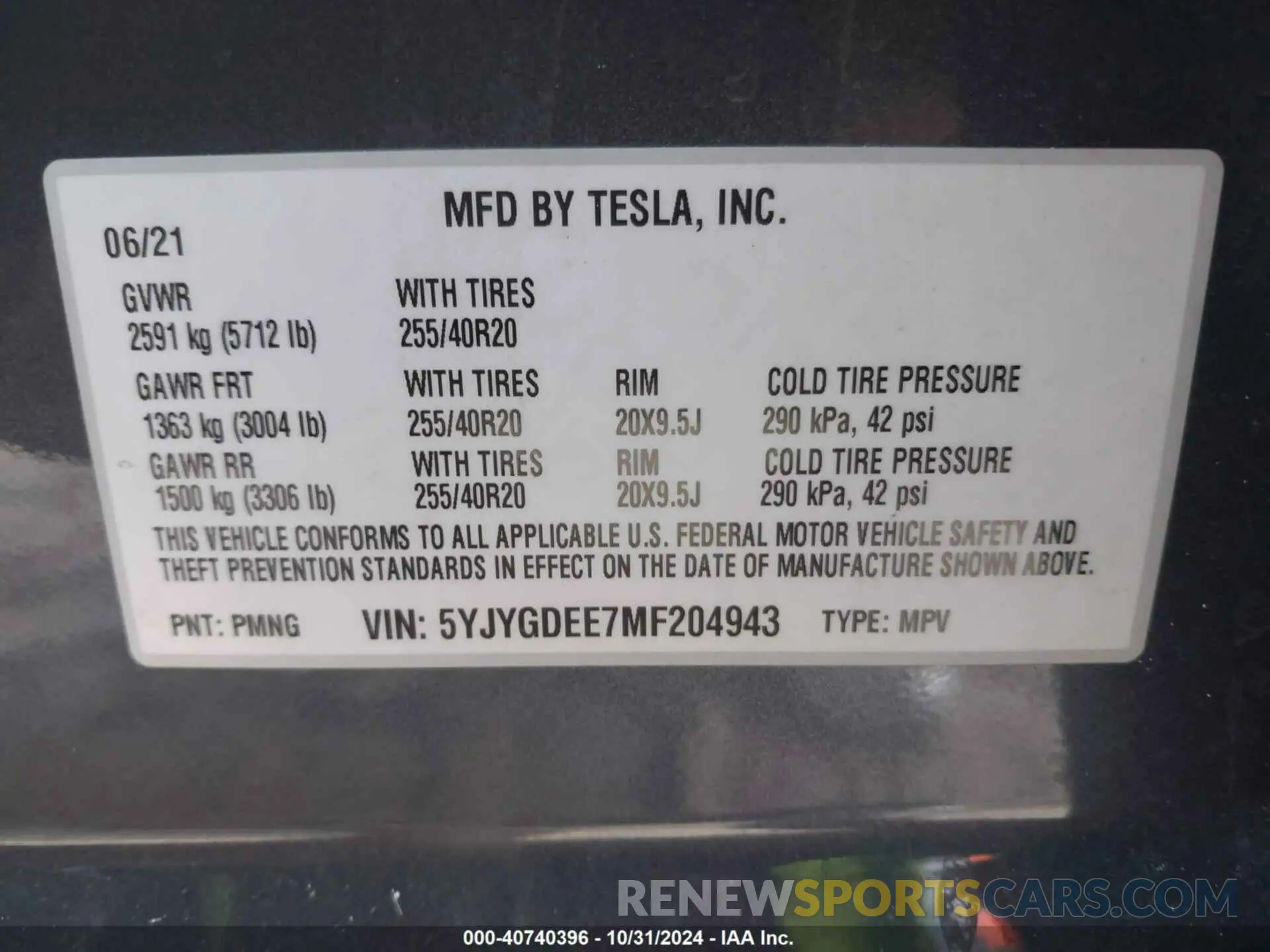 9 Фотография поврежденного автомобиля 5YJYGDEE7MF204943 TESLA MODEL Y 2021