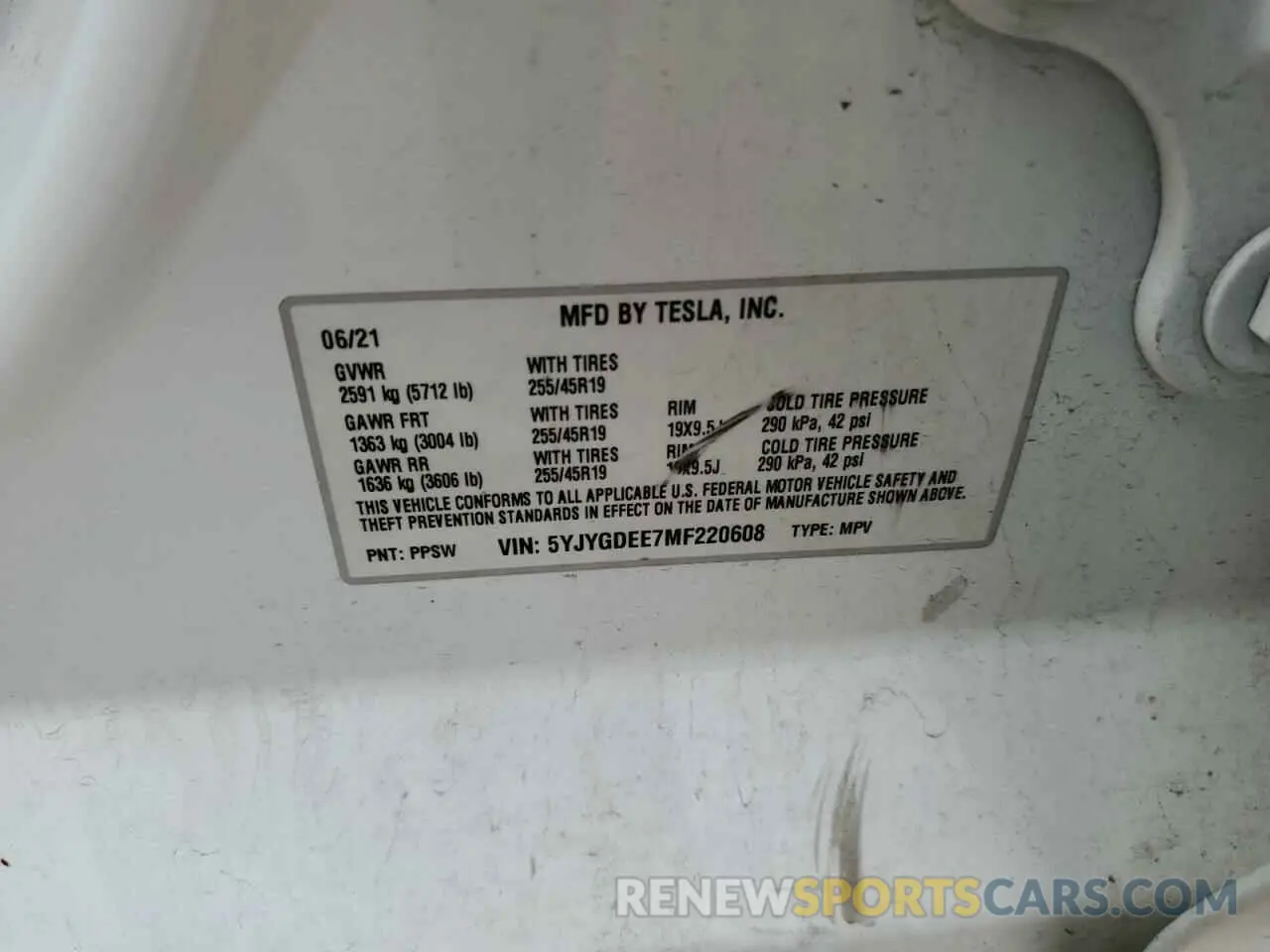 14 Photograph of a damaged car 5YJYGDEE7MF220608 TESLA MODEL Y 2021