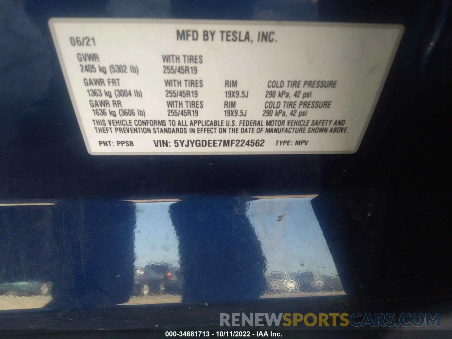 9 Фотография поврежденного автомобиля 5YJYGDEE7MF224562 TESLA MODEL Y 2021