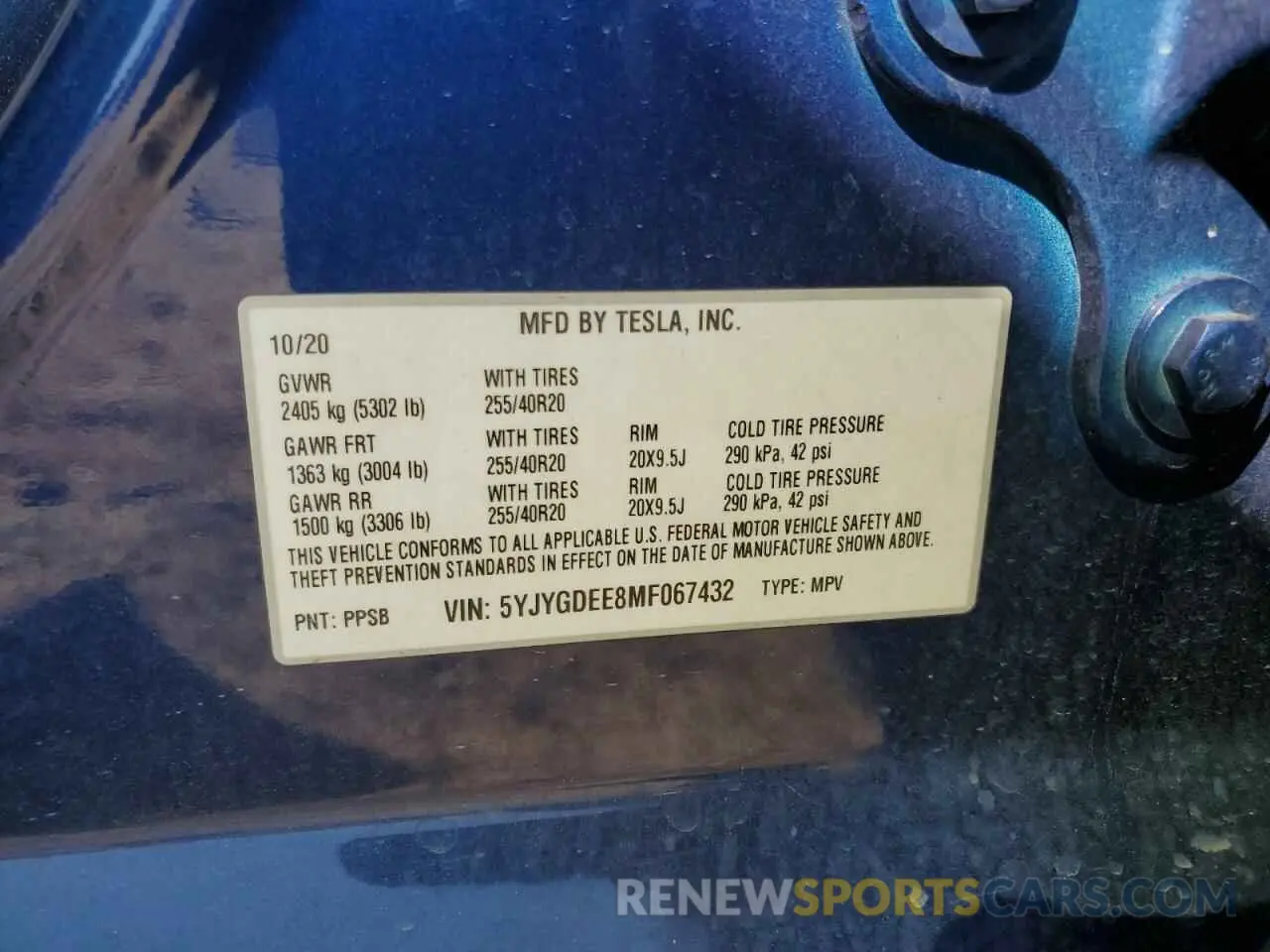 14 Фотография поврежденного автомобиля 5YJYGDEE8MF067432 TESLA MODEL Y 2021