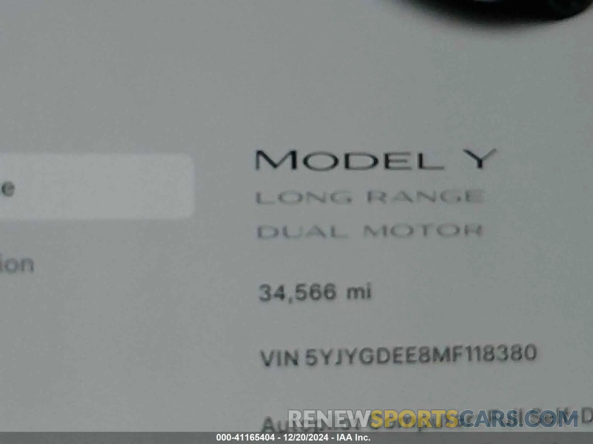 15 Photograph of a damaged car 5YJYGDEE8MF118380 TESLA MODEL Y 2021