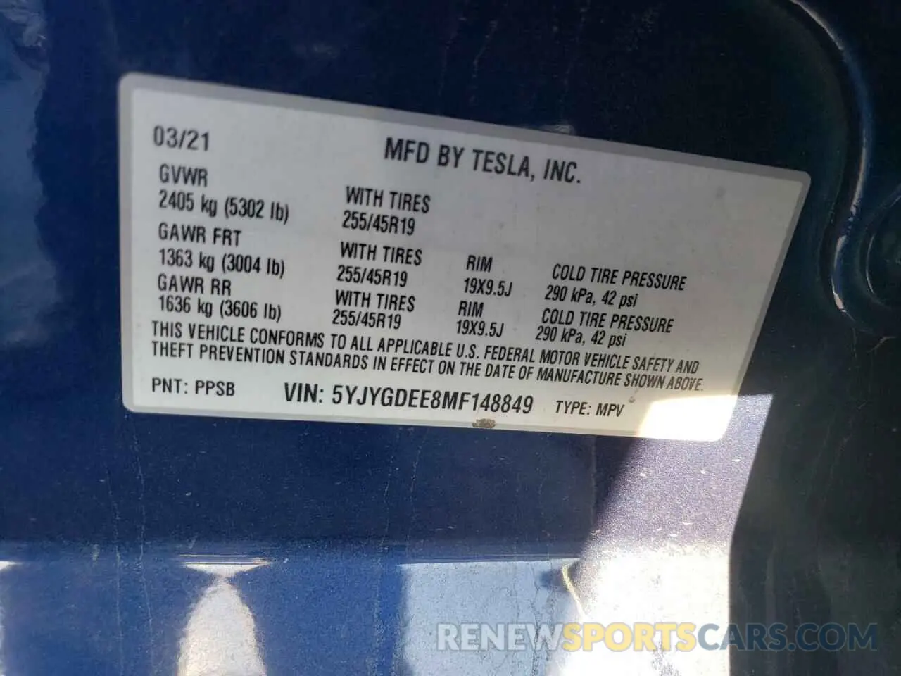 15 Фотография поврежденного автомобиля 5YJYGDEE8MF148849 TESLA MODEL Y 2021