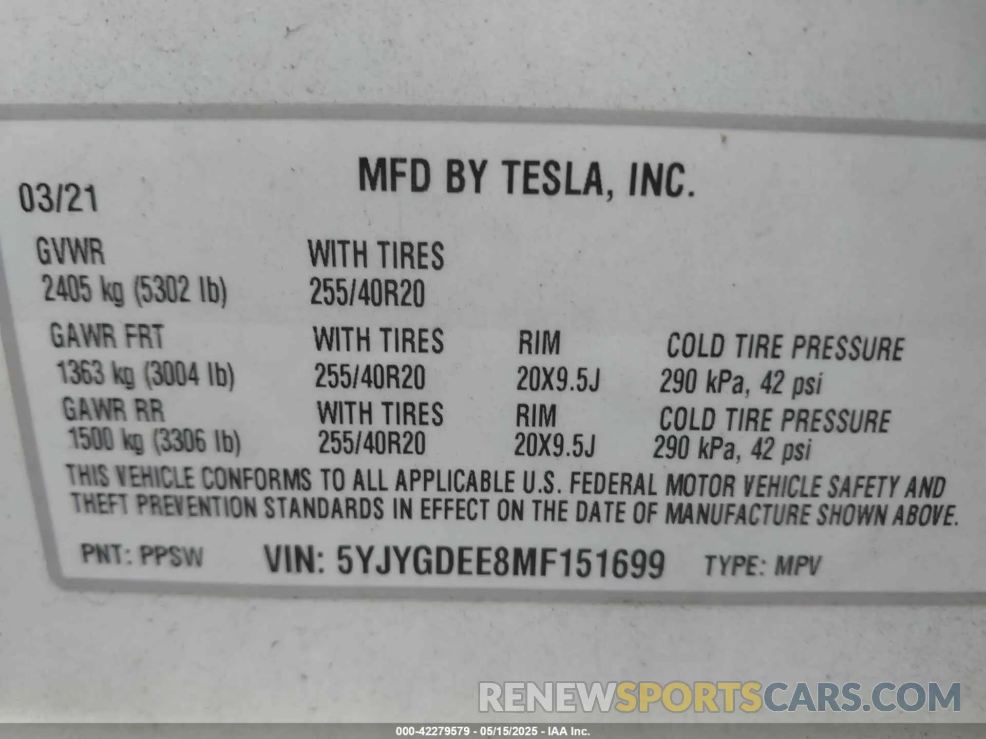 9 Фотография поврежденного автомобиля 5YJYGDEE8MF151699 TESLA MODEL Y 2021