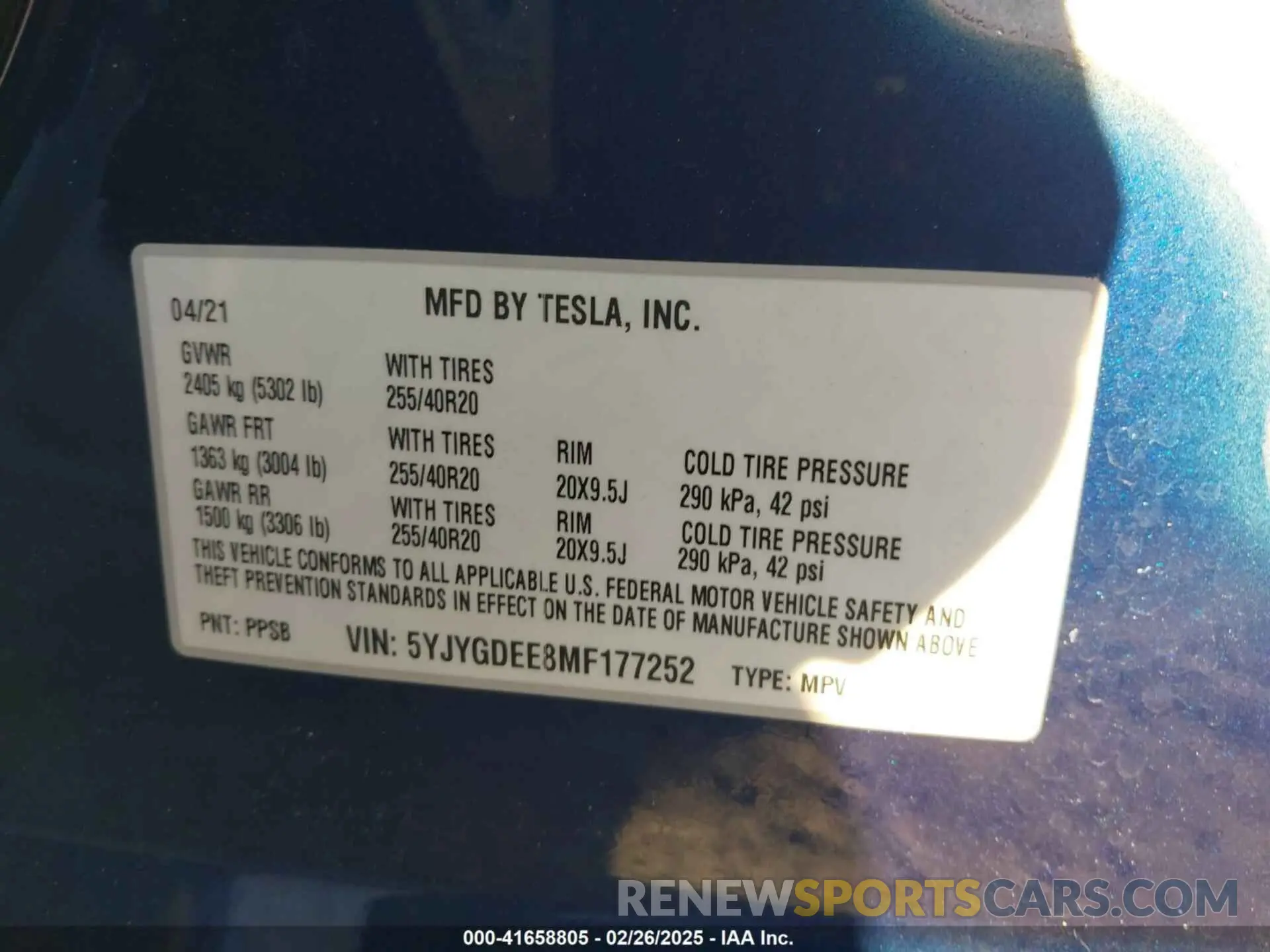 9 Фотография поврежденного автомобиля 5YJYGDEE8MF177252 TESLA MODEL Y 2021