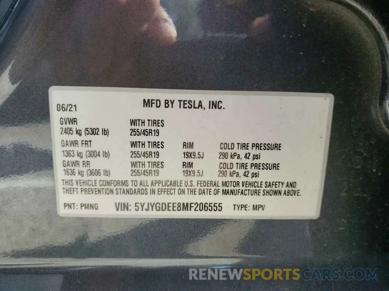 15 Photograph of a damaged car 5YJYGDEE8MF206555 TESLA MODEL Y 2021