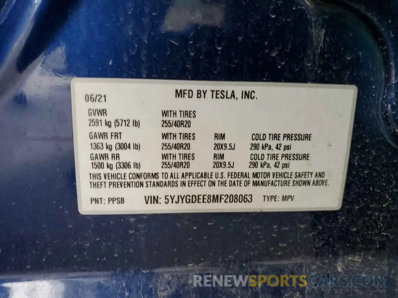 12 Photograph of a damaged car 5YJYGDEE8MF208063 TESLA MODEL Y 2021