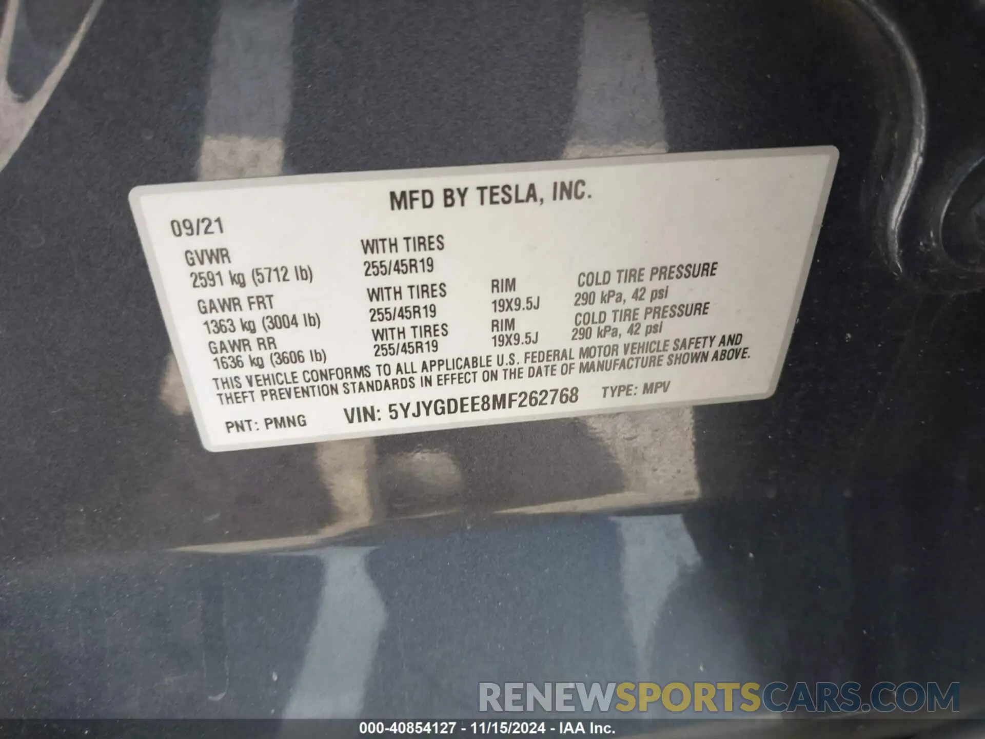 9 Фотография поврежденного автомобиля 5YJYGDEE8MF262768 TESLA MODEL Y 2021