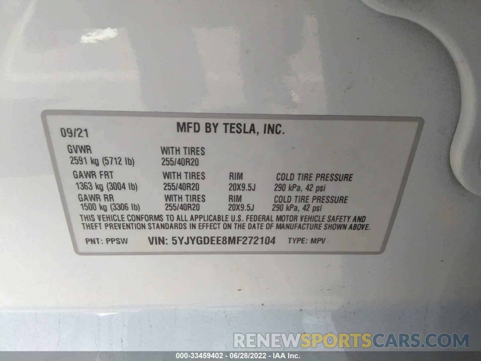 9 Фотография поврежденного автомобиля 5YJYGDEE8MF272104 TESLA MODEL Y 2021