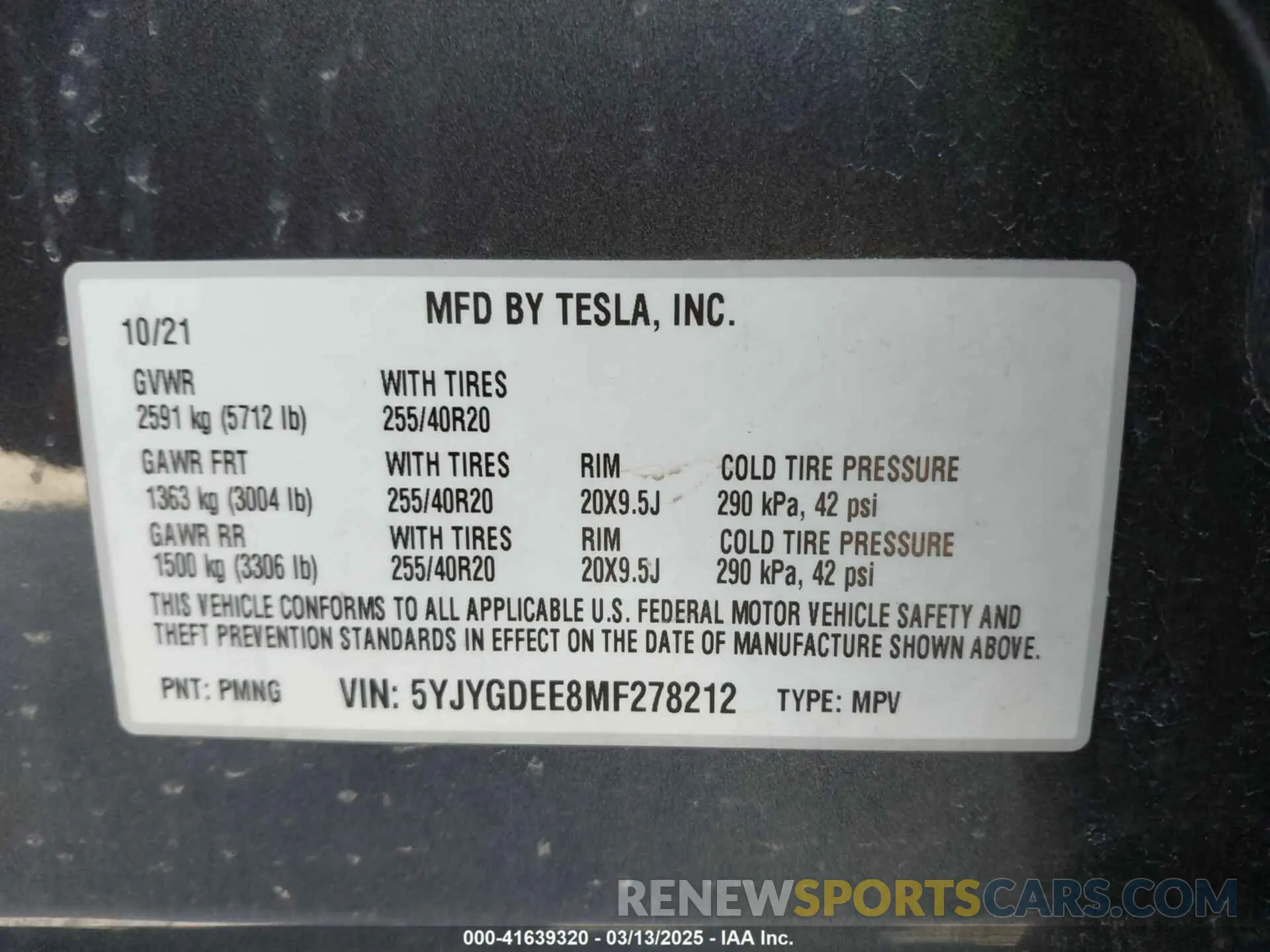 9 Фотография поврежденного автомобиля 5YJYGDEE8MF278212 TESLA MODEL Y 2021