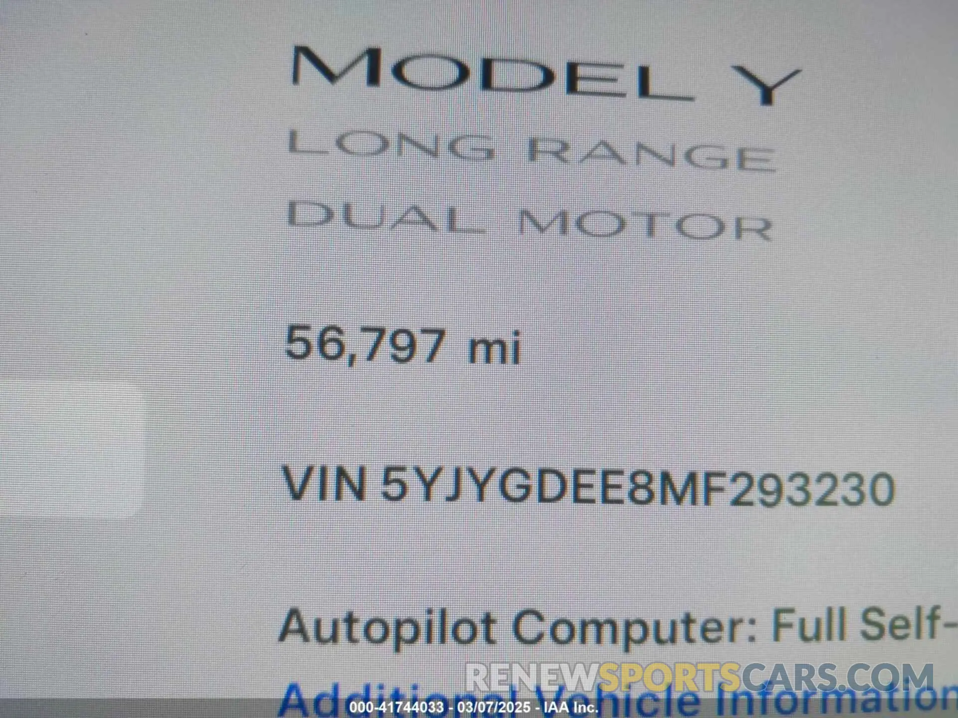 15 Photograph of a damaged car 5YJYGDEE8MF293230 TESLA MODEL Y 2021