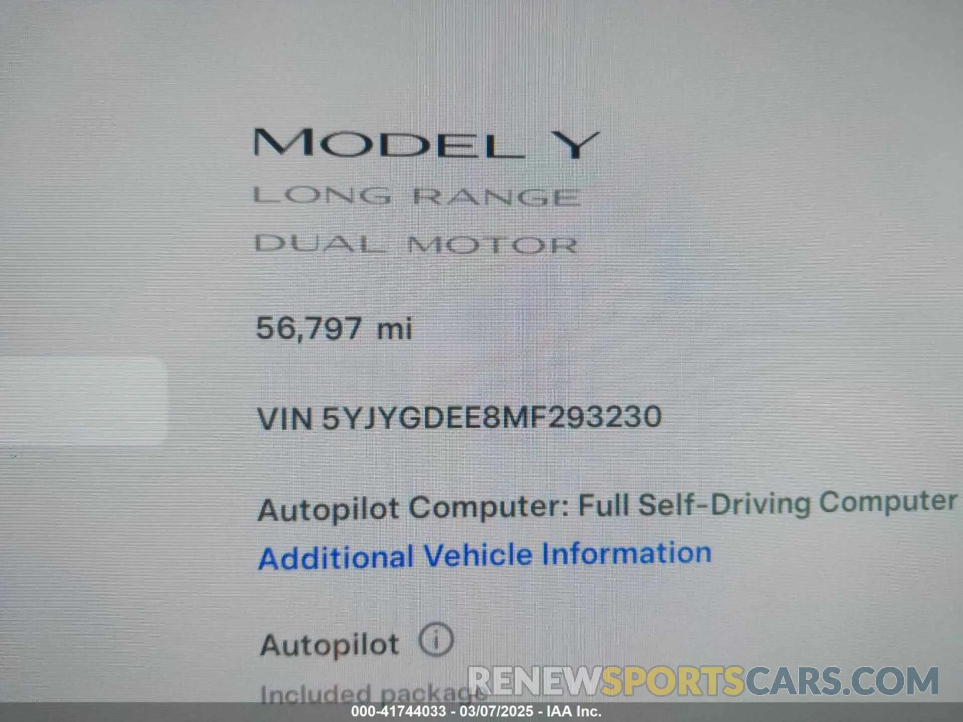 7 Photograph of a damaged car 5YJYGDEE8MF293230 TESLA MODEL Y 2021