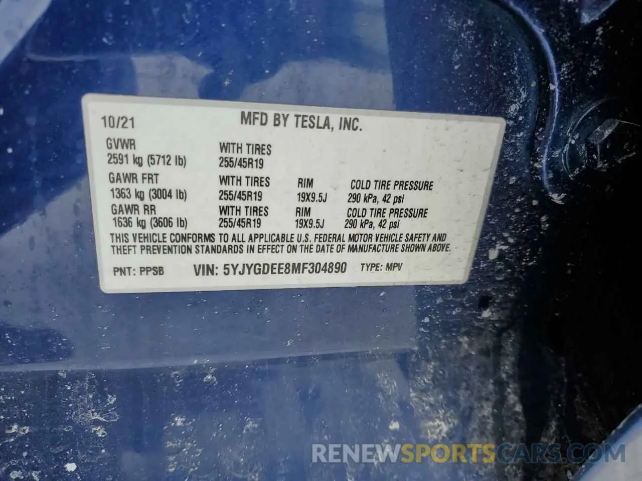 12 Photograph of a damaged car 5YJYGDEE8MF304890 TESLA MODEL Y 2021