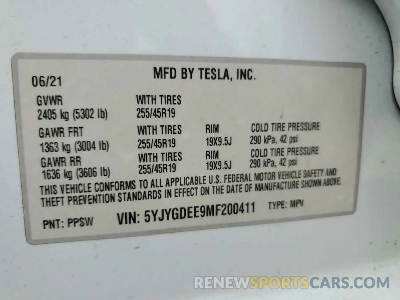 13 Photograph of a damaged car 5YJYGDEE9MF200411 TESLA MODEL Y 2021