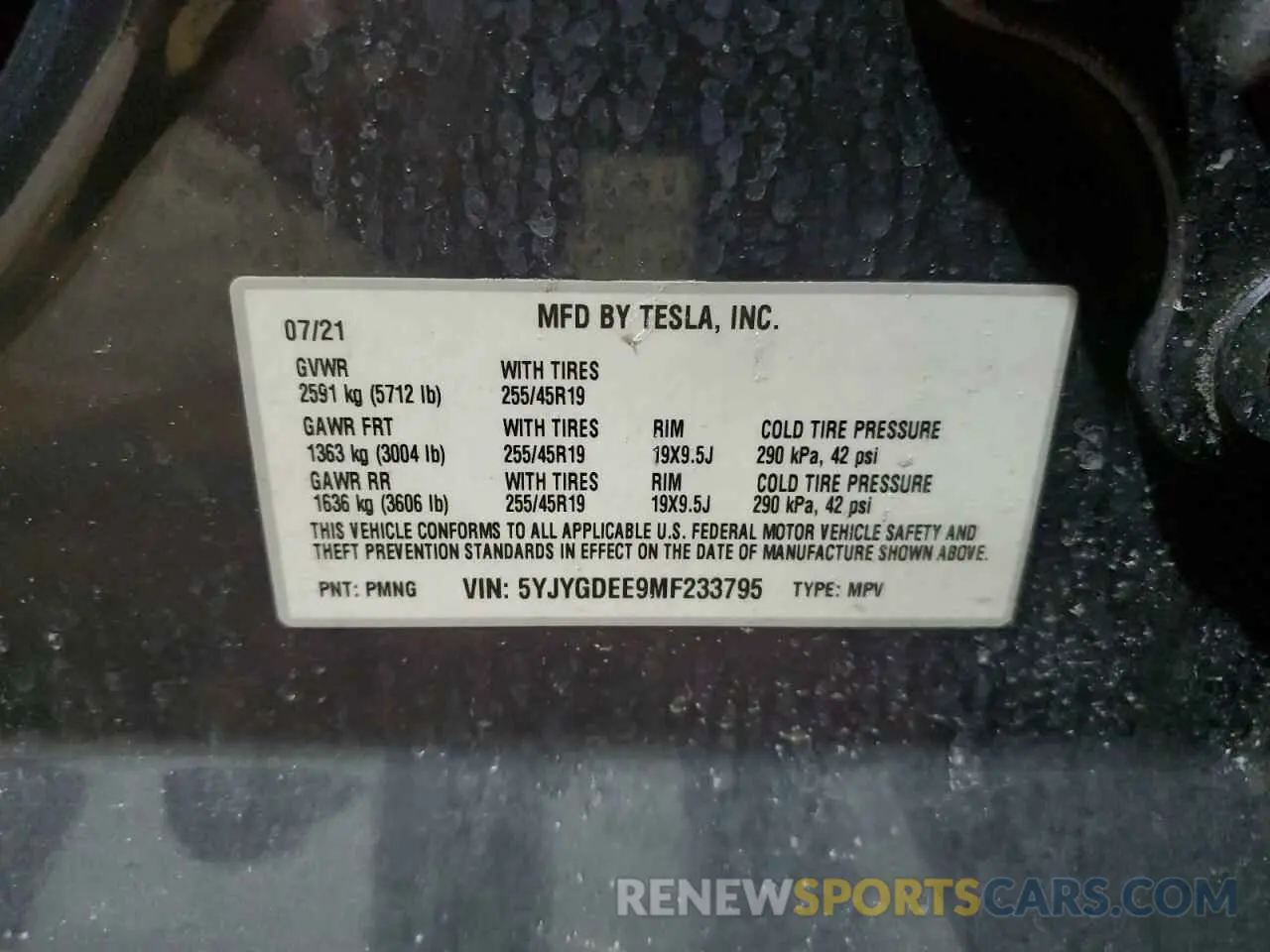 12 Photograph of a damaged car 5YJYGDEE9MF233795 TESLA MODEL Y 2021