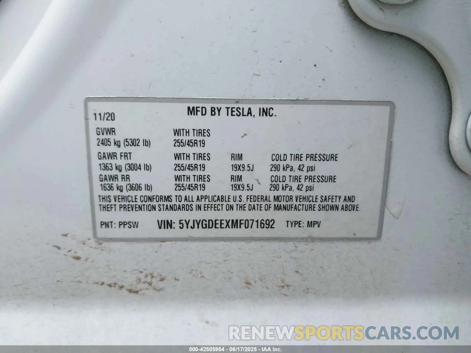 9 Фотография поврежденного автомобиля 5YJYGDEEXMF071692 TESLA MODEL Y 2021