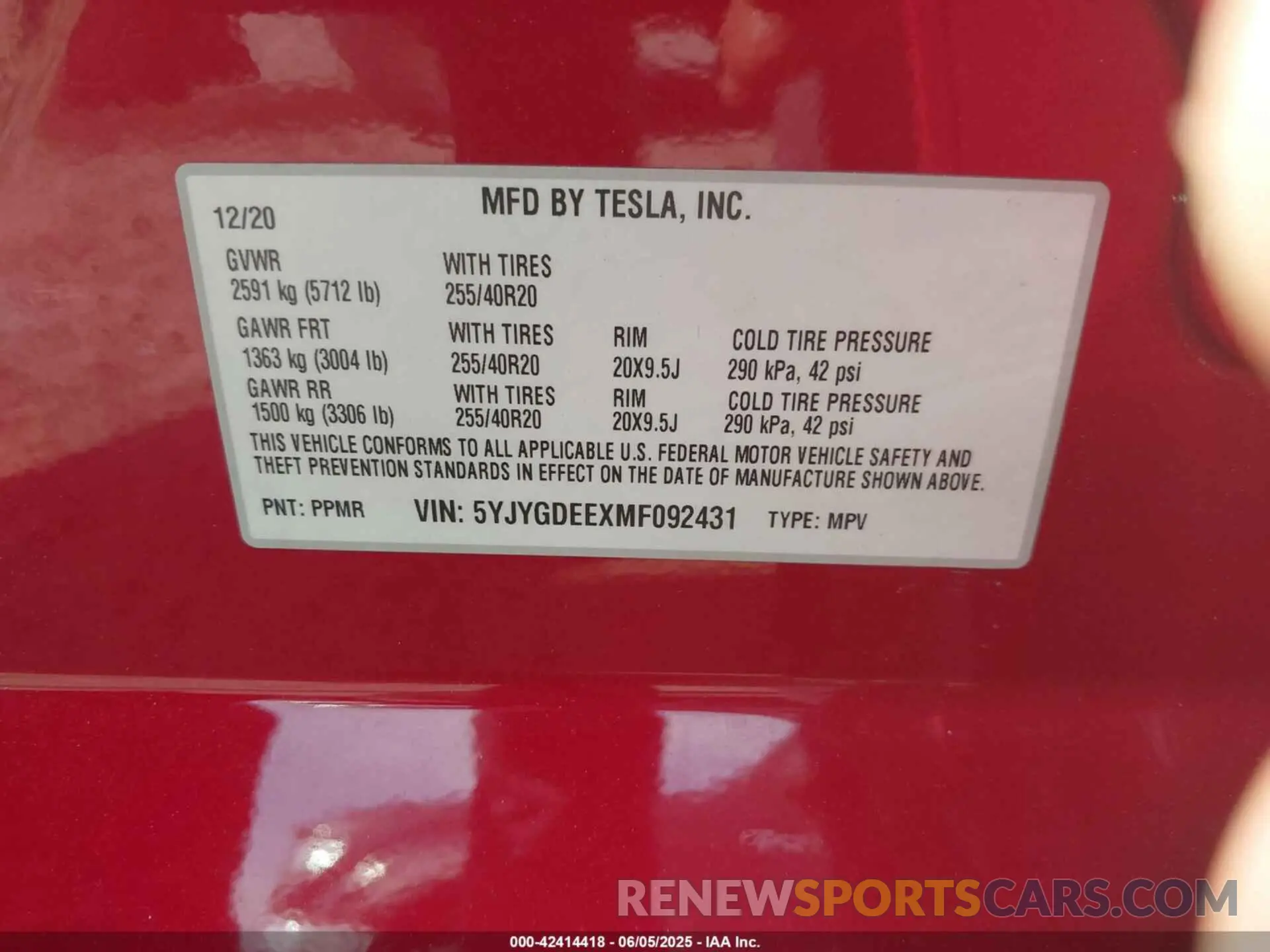 9 Photograph of a damaged car 5YJYGDEEXMF092431 TESLA MODEL Y 2021