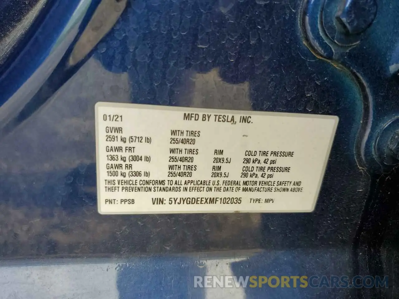 13 Фотография поврежденного автомобиля 5YJYGDEEXMF102035 TESLA MODEL Y 2021