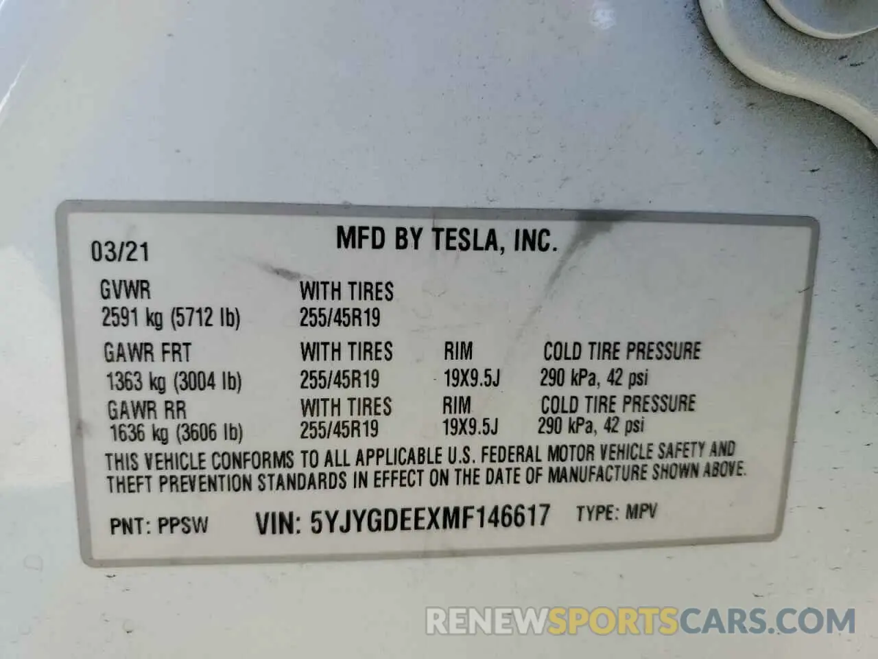 15 Photograph of a damaged car 5YJYGDEEXMF146617 TESLA MODEL Y 2021