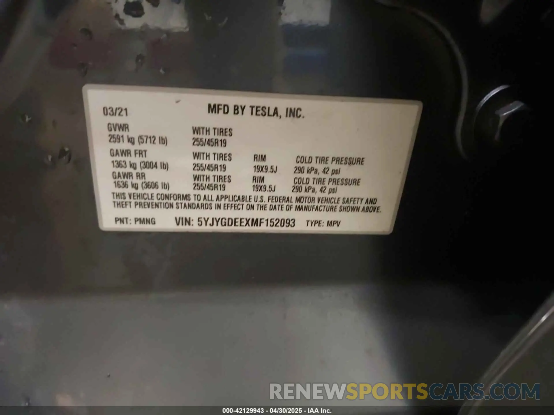 9 Photograph of a damaged car 5YJYGDEEXMF152093 TESLA MODEL Y 2021