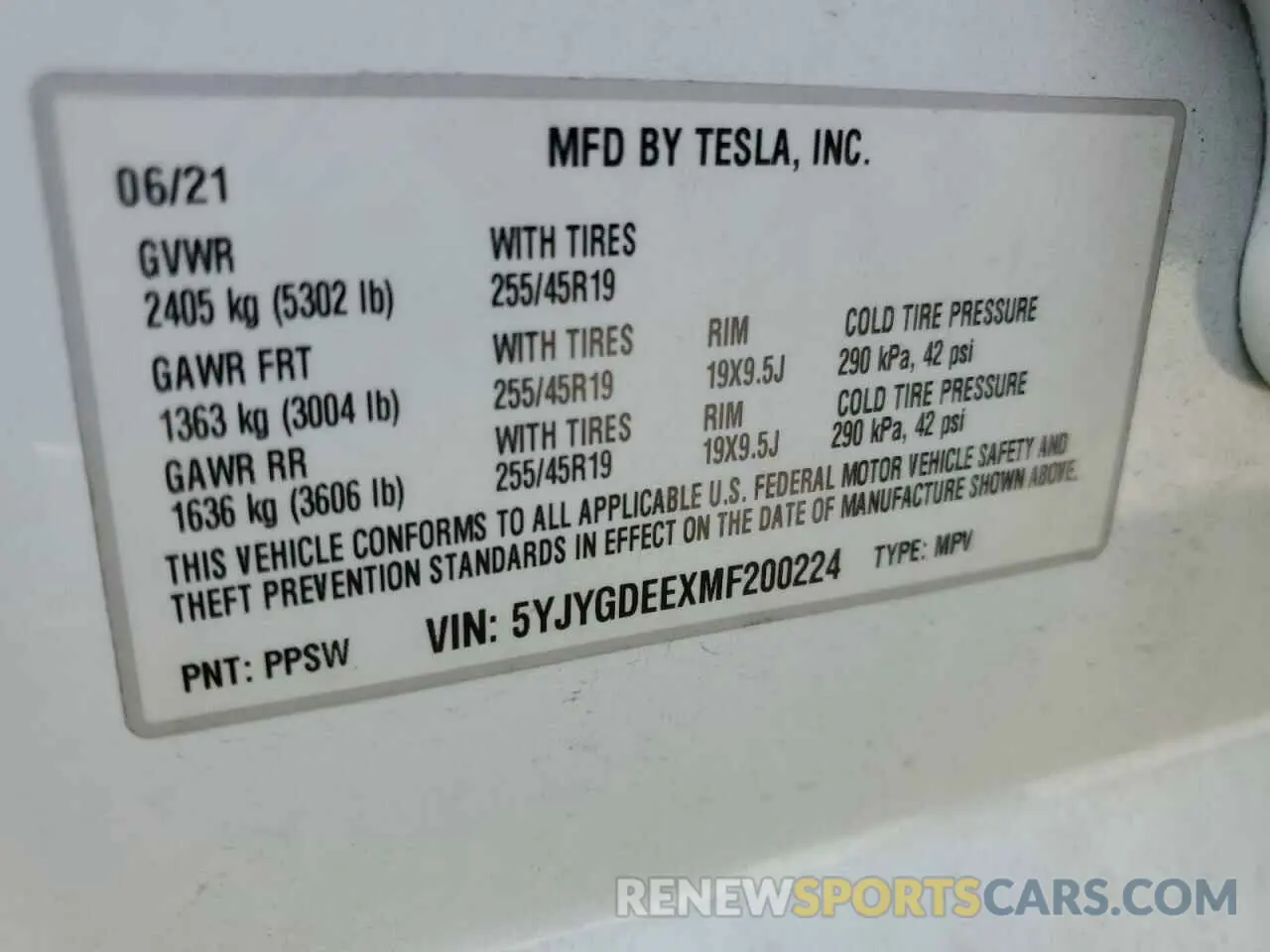 13 Photograph of a damaged car 5YJYGDEEXMF200224 TESLA MODEL Y 2021