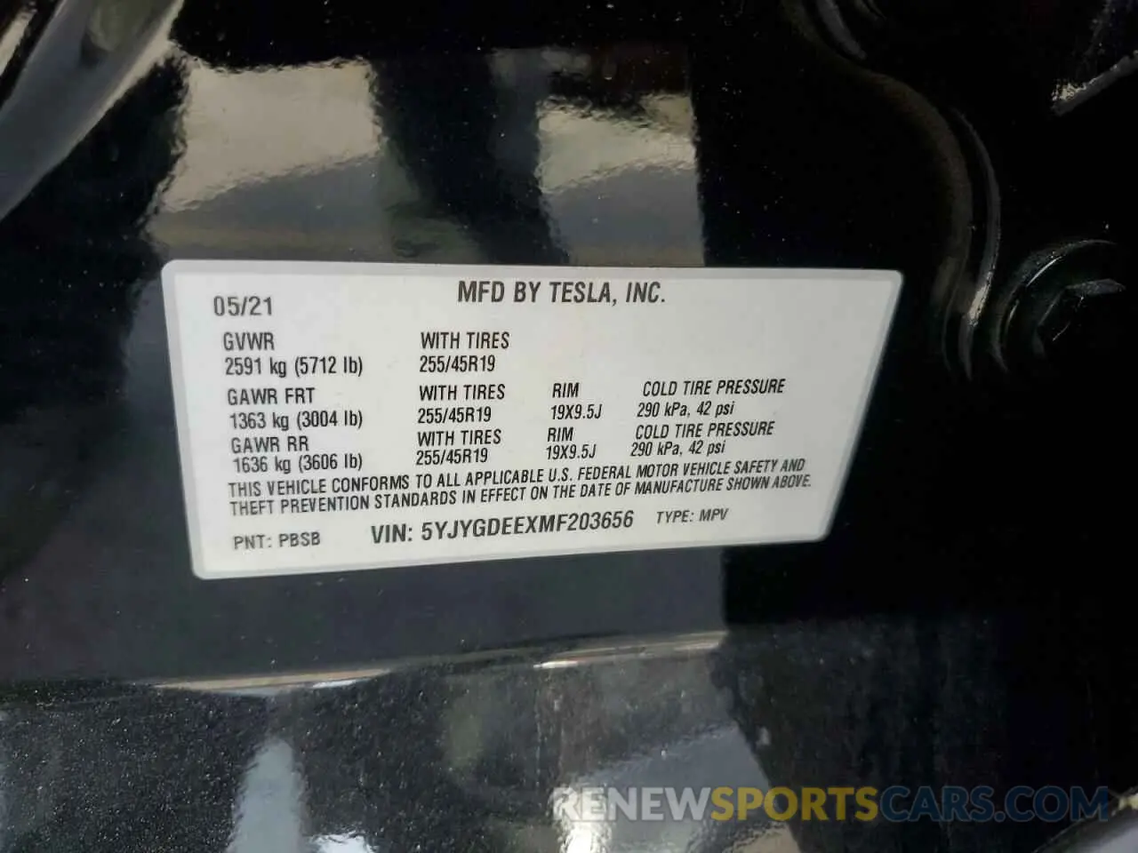 12 Фотография поврежденного автомобиля 5YJYGDEEXMF203656 TESLA MODEL Y 2021