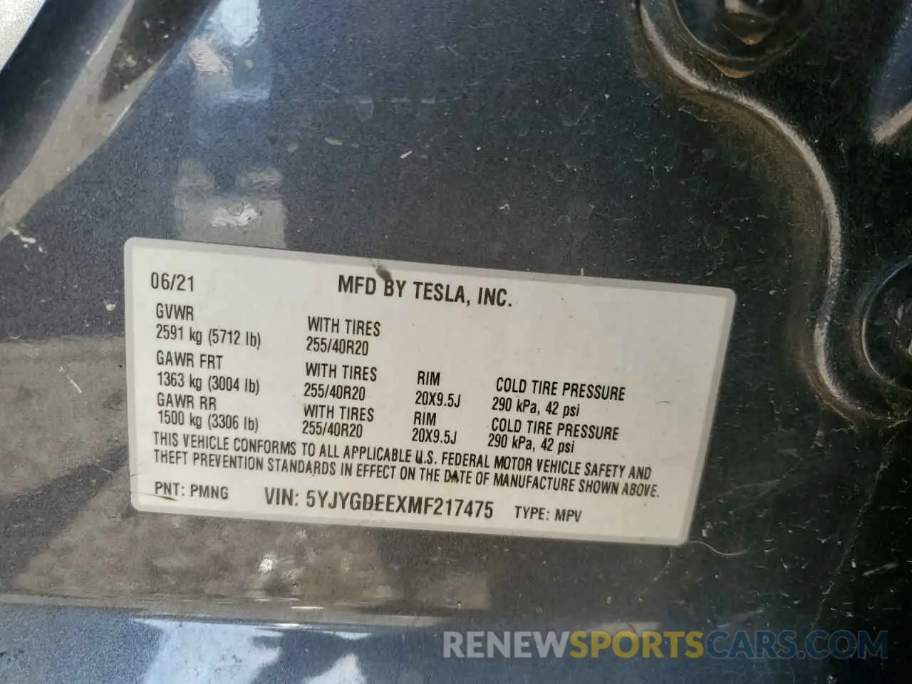 14 Фотография поврежденного автомобиля 5YJYGDEEXMF217475 TESLA MODEL Y 2021