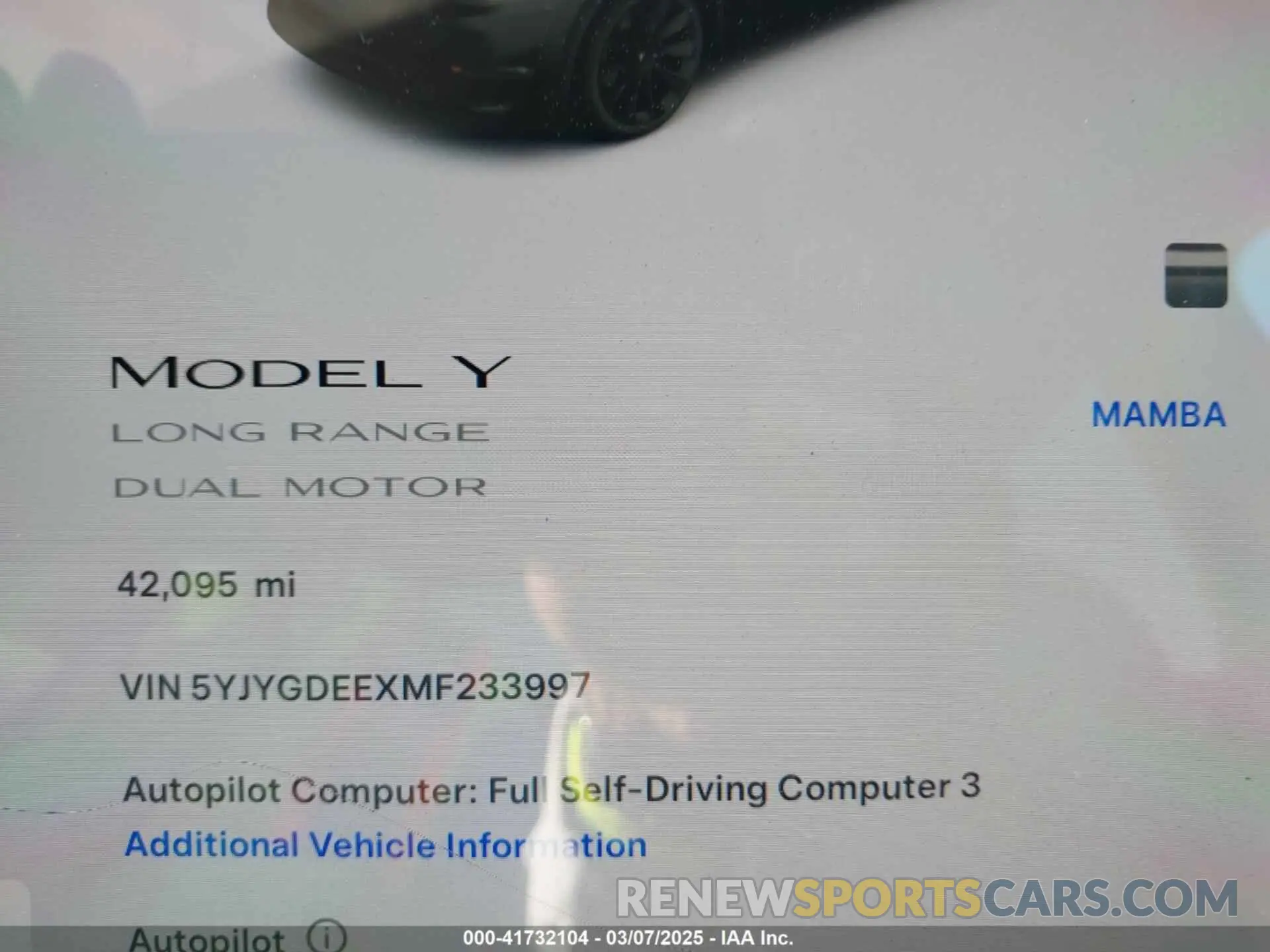 7 Фотография поврежденного автомобиля 5YJYGDEEXMF233997 TESLA MODEL Y 2021