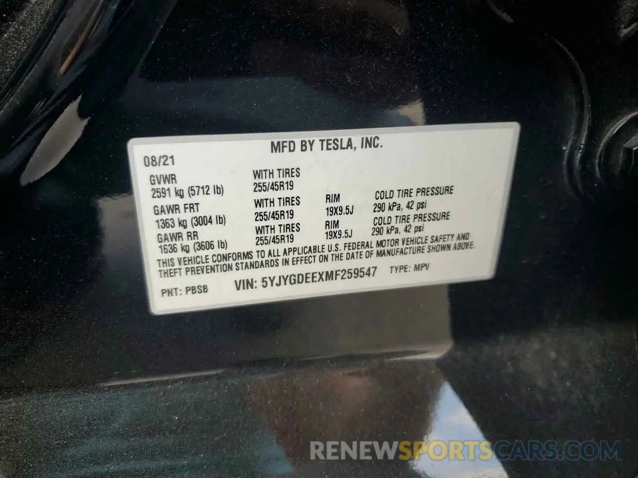 12 Photograph of a damaged car 5YJYGDEEXMF259547 TESLA MODEL Y 2021