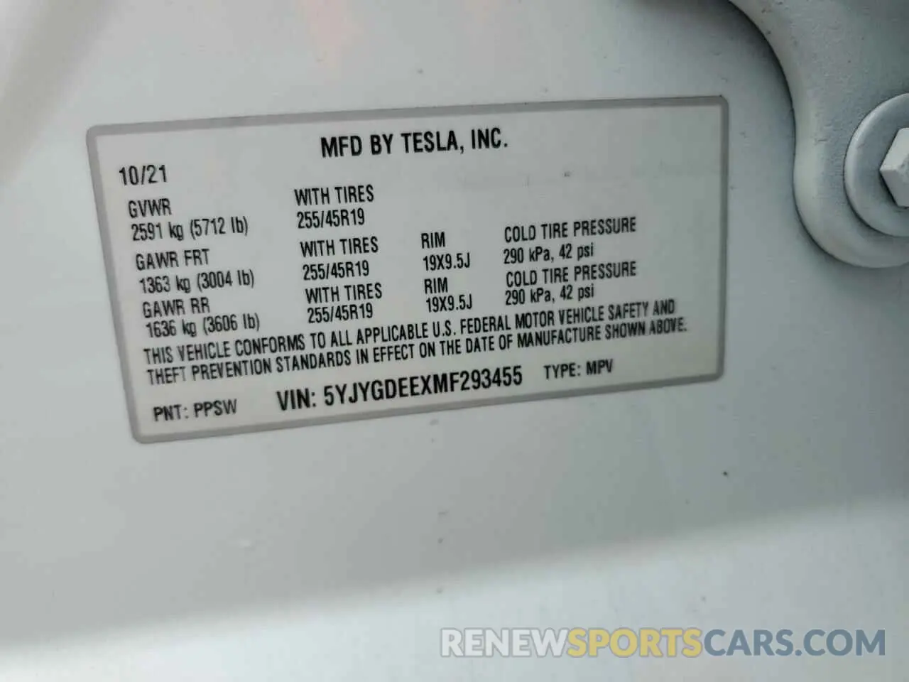 13 Фотография поврежденного автомобиля 5YJYGDEEXMF293455 TESLA MODEL Y 2021