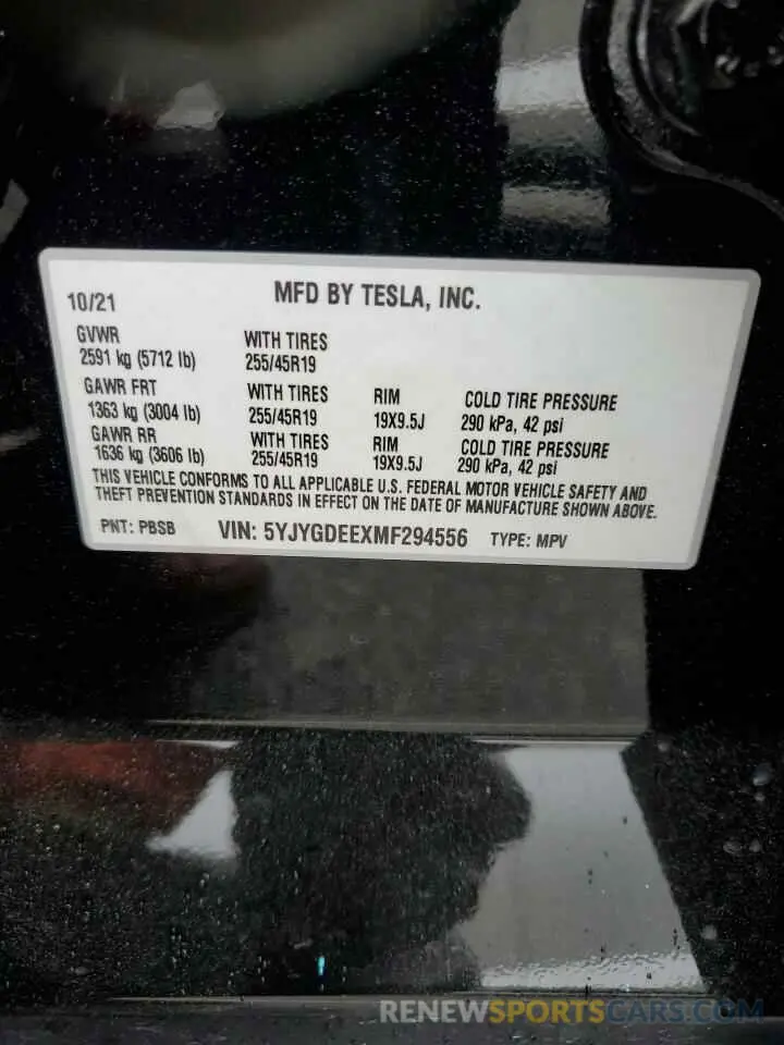 14 Photograph of a damaged car 5YJYGDEEXMF294556 TESLA MODEL Y 2021