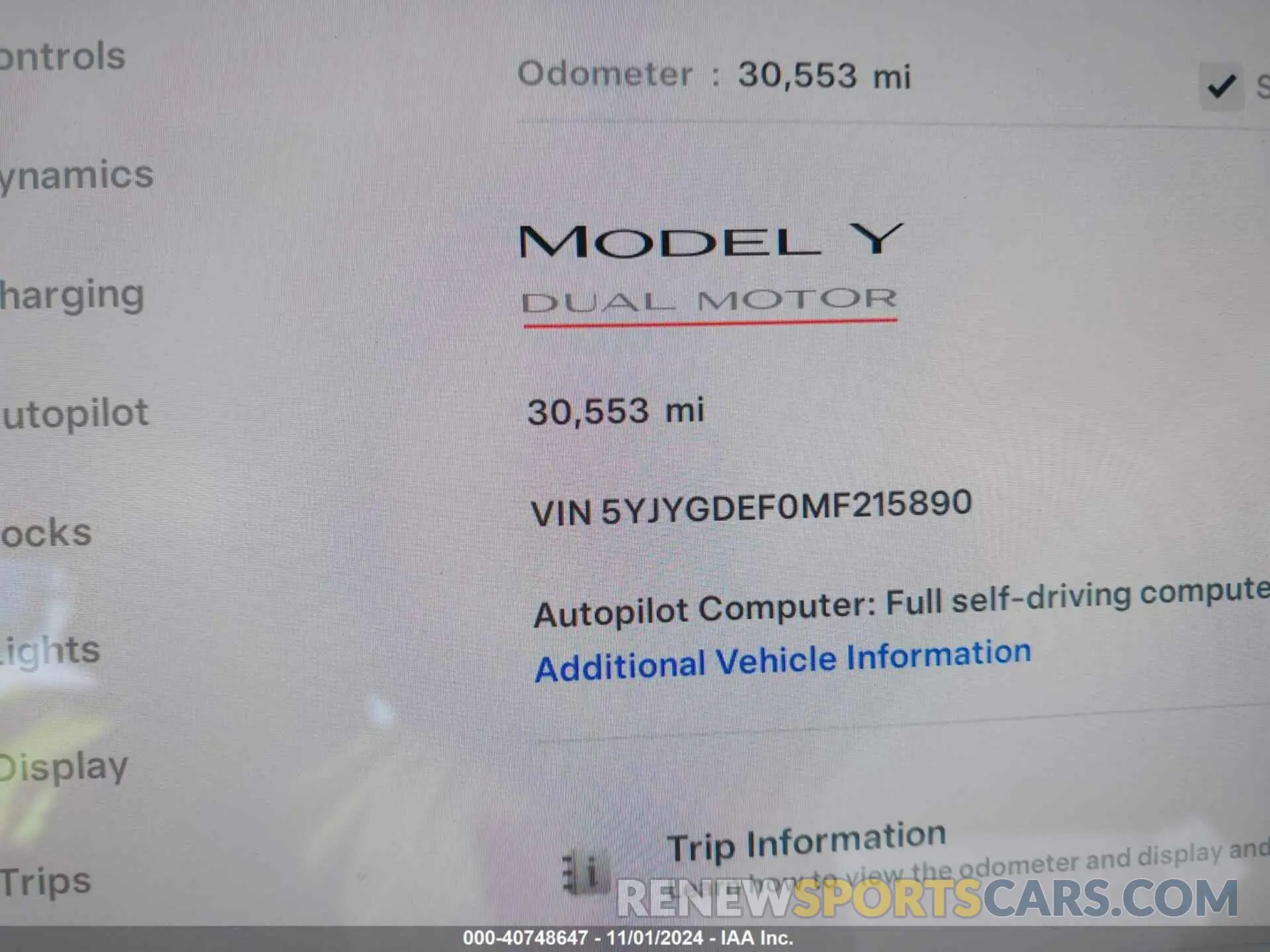 15 Photograph of a damaged car 5YJYGDEF0MF215890 TESLA MODEL Y 2021