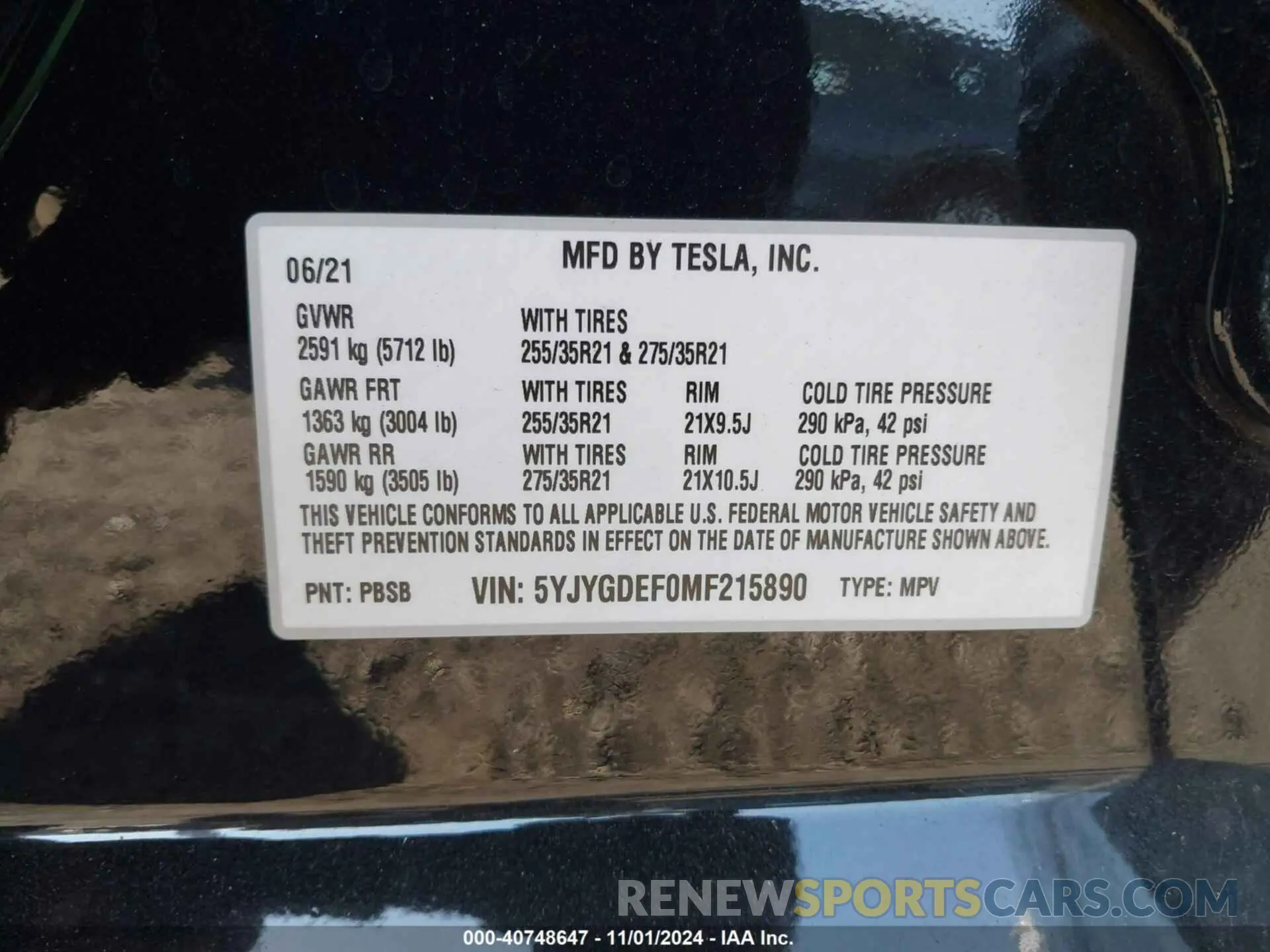 9 Photograph of a damaged car 5YJYGDEF0MF215890 TESLA MODEL Y 2021