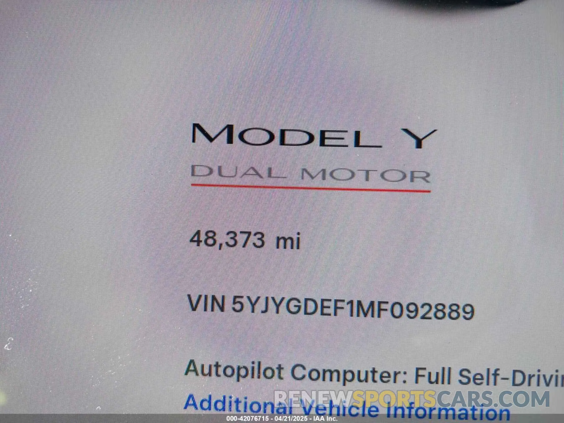 15 Photograph of a damaged car 5YJYGDEF1MF092889 TESLA MODEL Y 2021