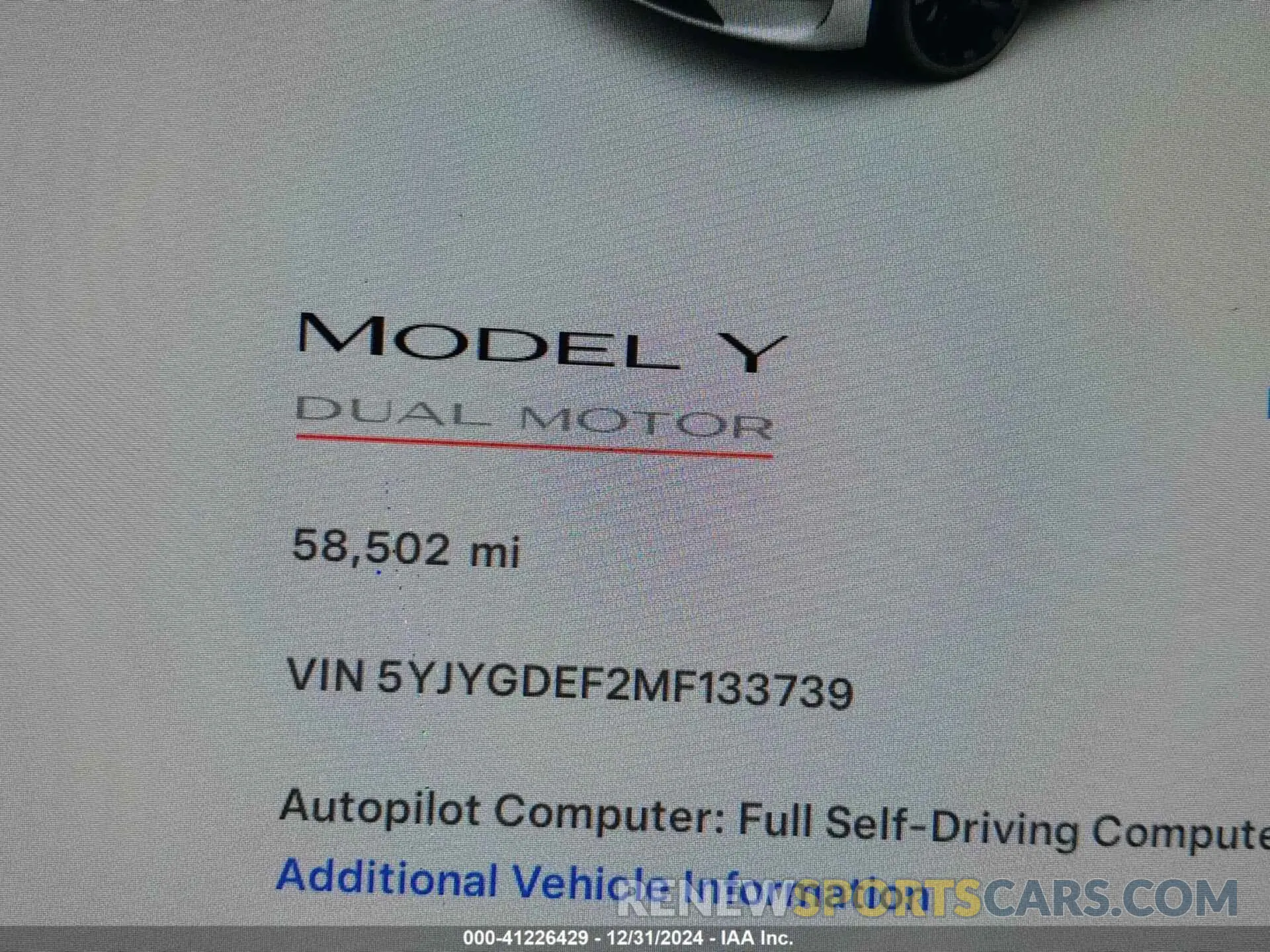 15 Фотография поврежденного автомобиля 5YJYGDEF2MF133739 TESLA MODEL Y 2021