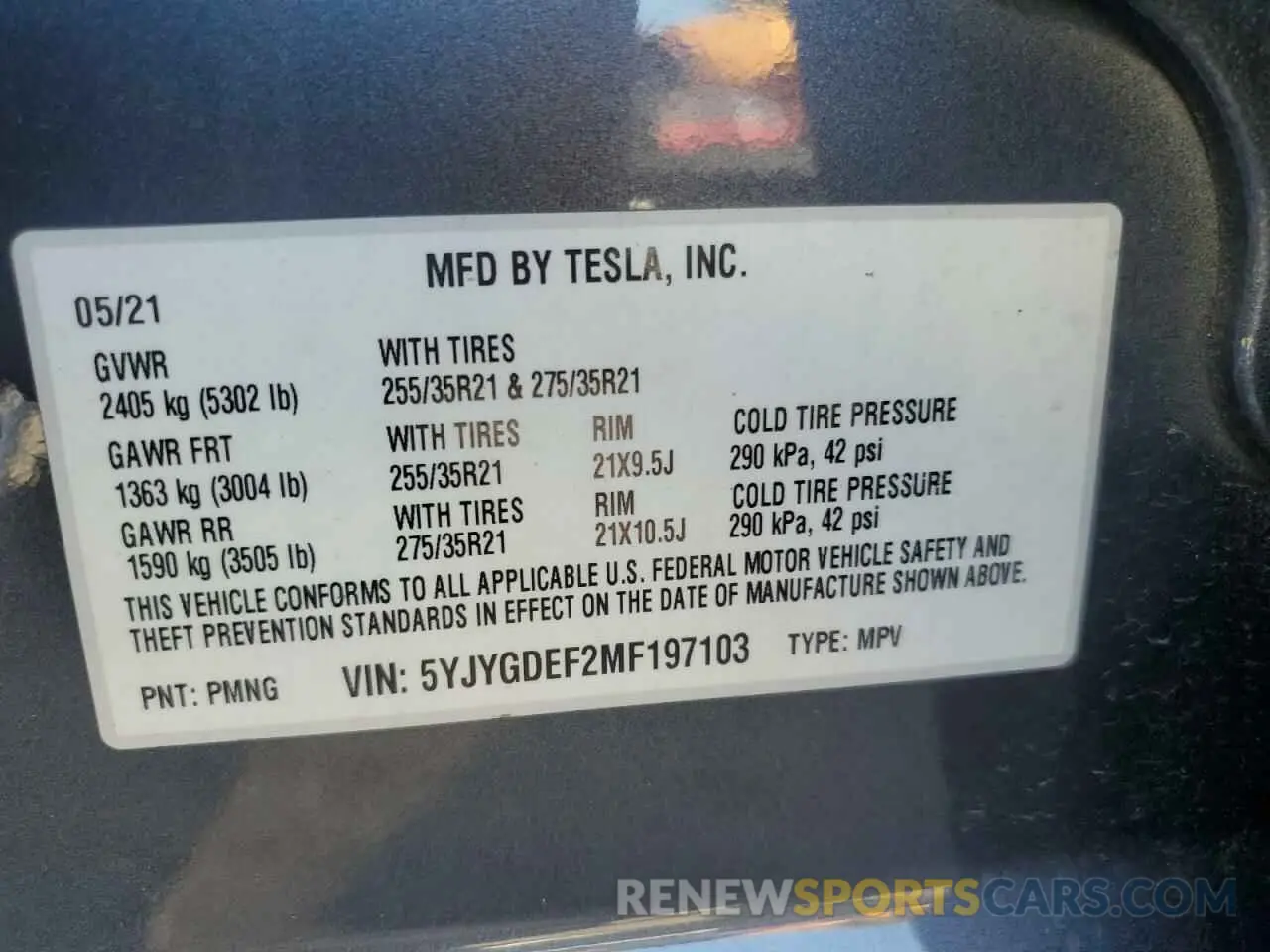 12 Photograph of a damaged car 5YJYGDEF2MF197103 TESLA MODEL Y 2021