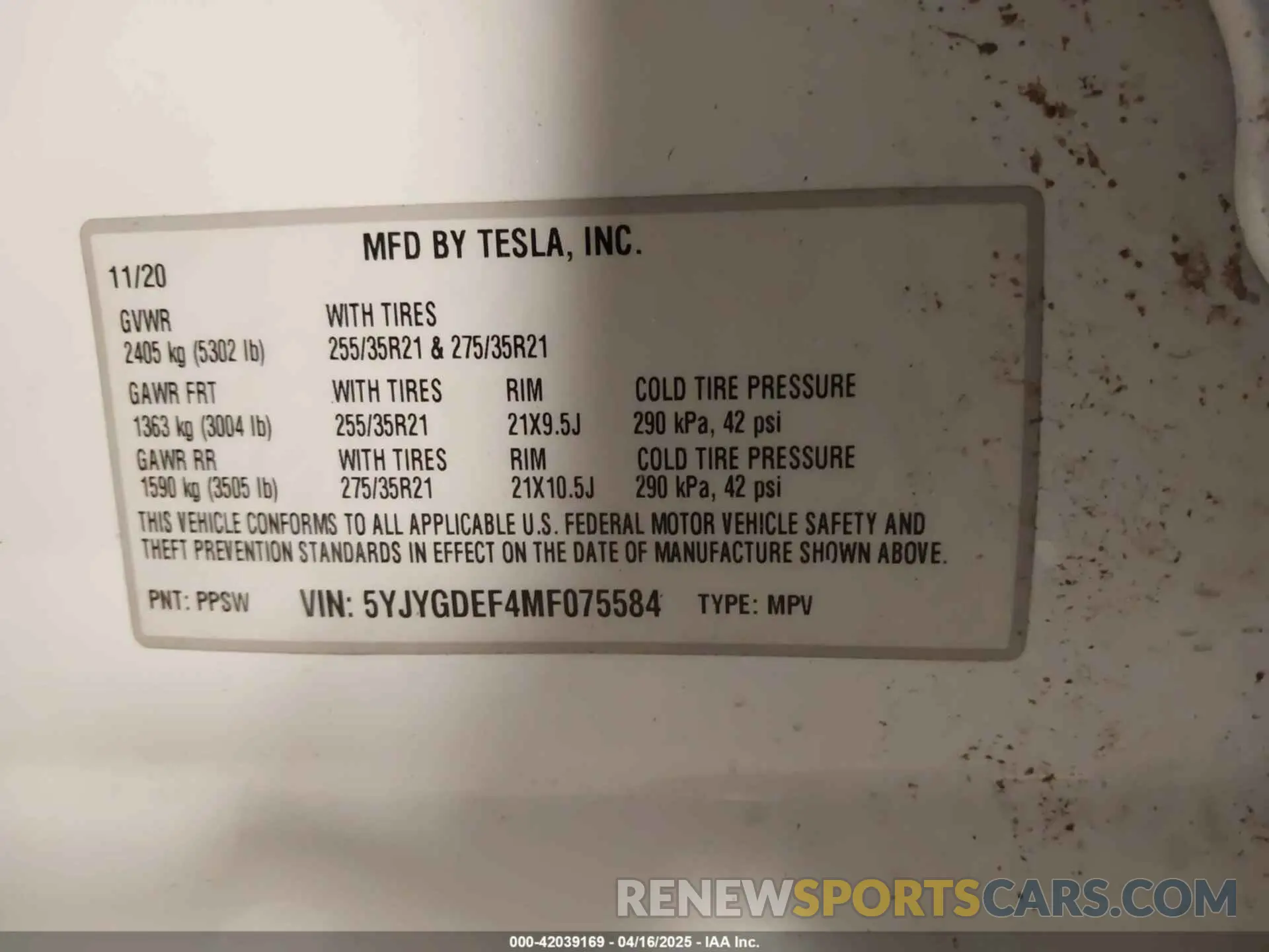 8 Фотография поврежденного автомобиля 5YJYGDEF4MF075584 TESLA MODEL Y 2021