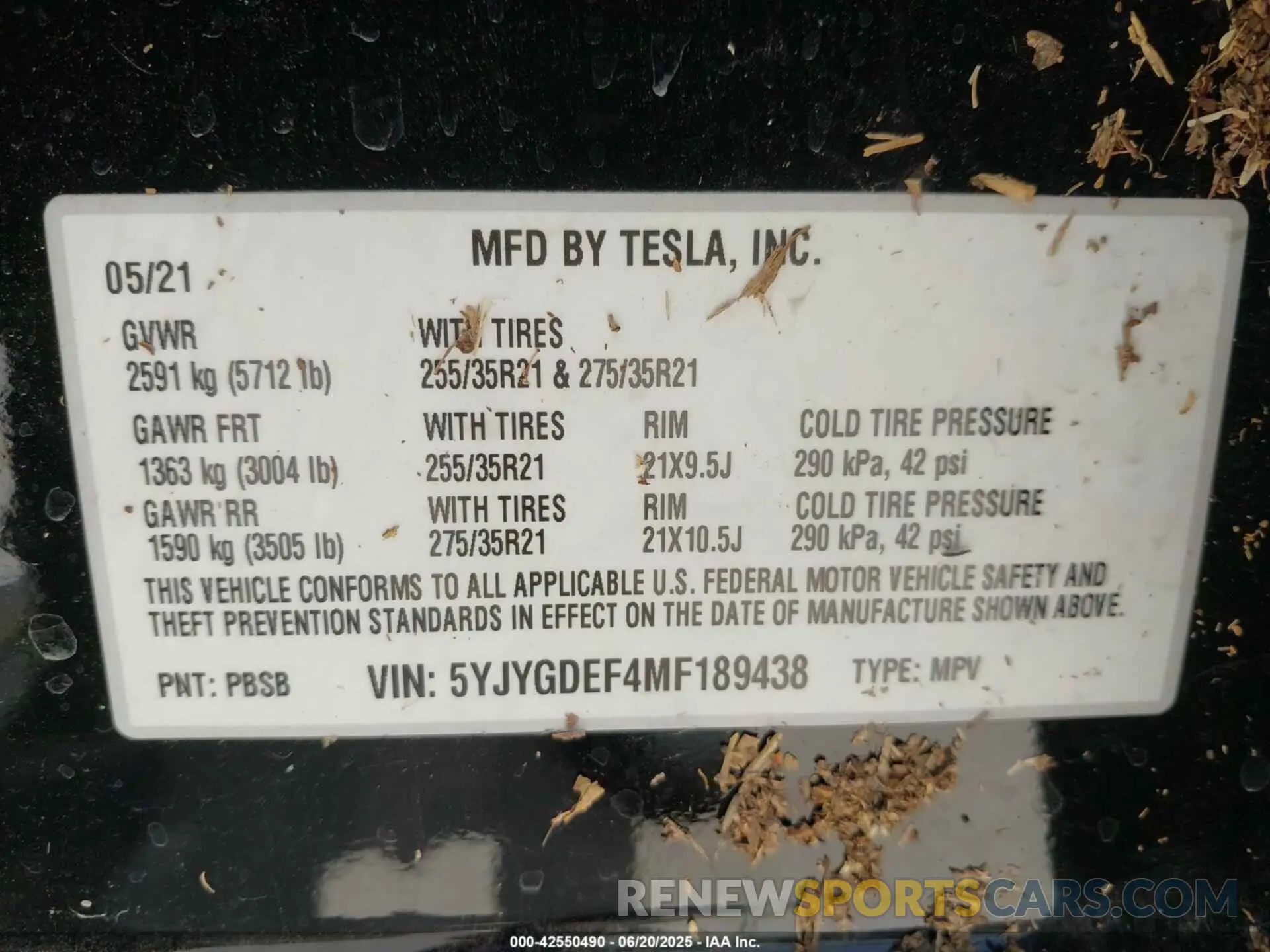 9 Фотография поврежденного автомобиля 5YJYGDEF4MF189438 TESLA MODEL Y 2021