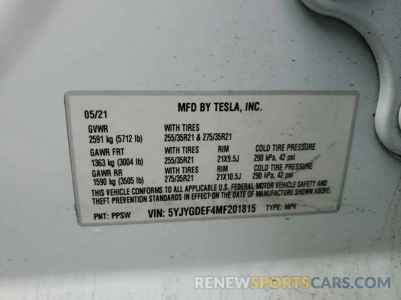 16 Фотография поврежденного автомобиля 5YJYGDEF4MF201815 TESLA MODEL Y 2021